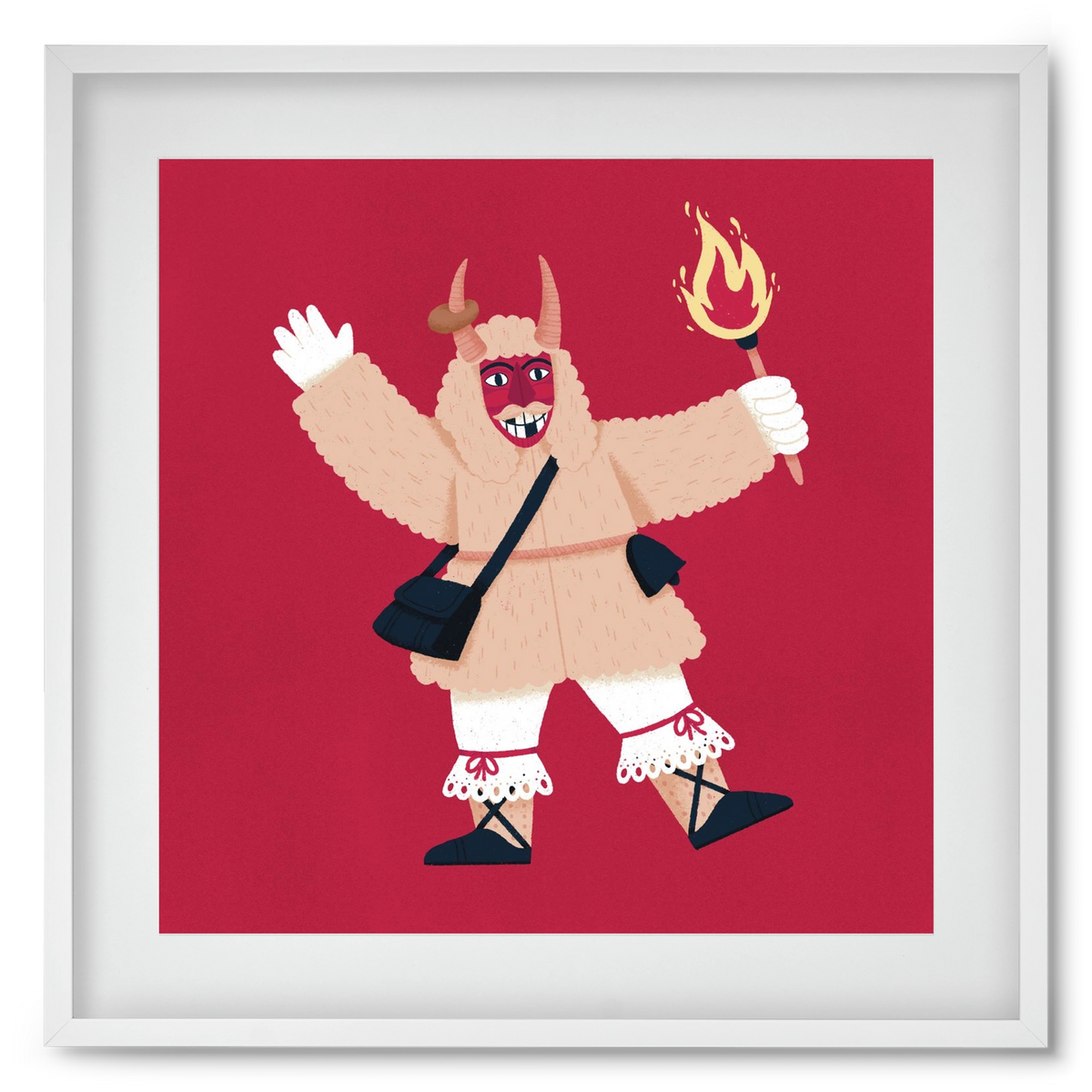 Fáklyás busó, 50x50 cm (40x40 cm), Fehér keret, paszpartuval