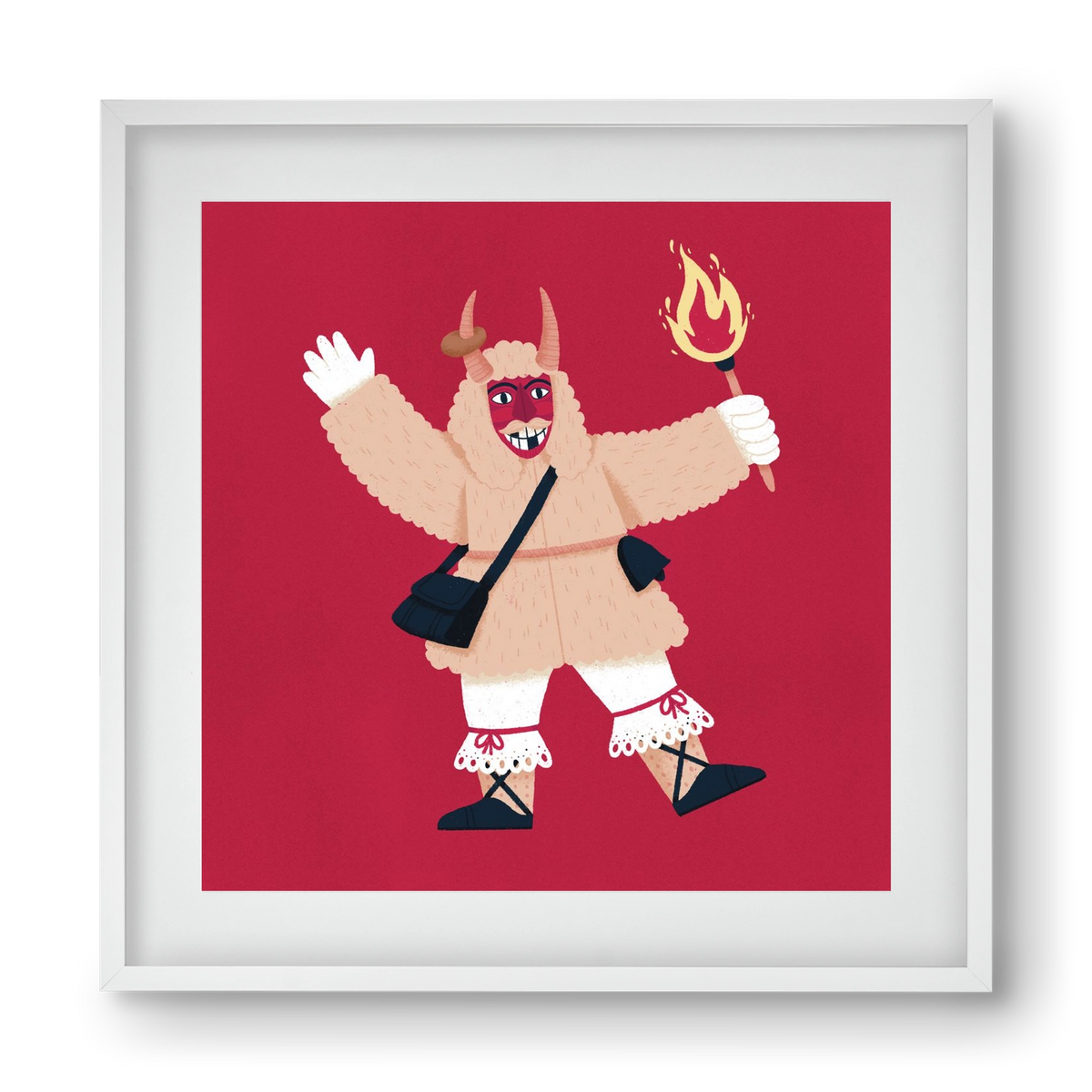 Fáklyás busó, 40x40 cm (30x30 cm), Fehér keret, paszpartuval