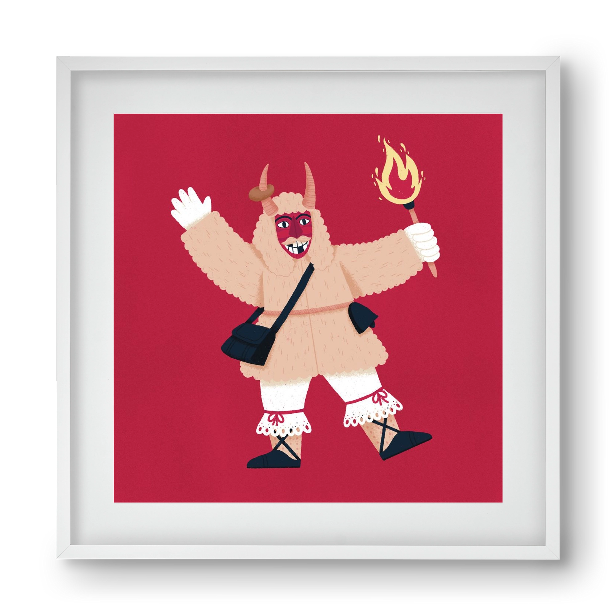 Fáklyás busó, 40x40 cm (30x30 cm), Fehér keret, paszpartuval