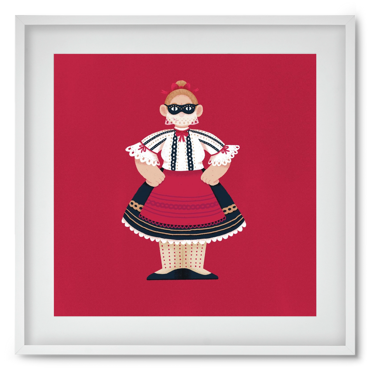 Sokac lány, 50x50 cm (40x40 cm), Fehér keret, paszpartuval