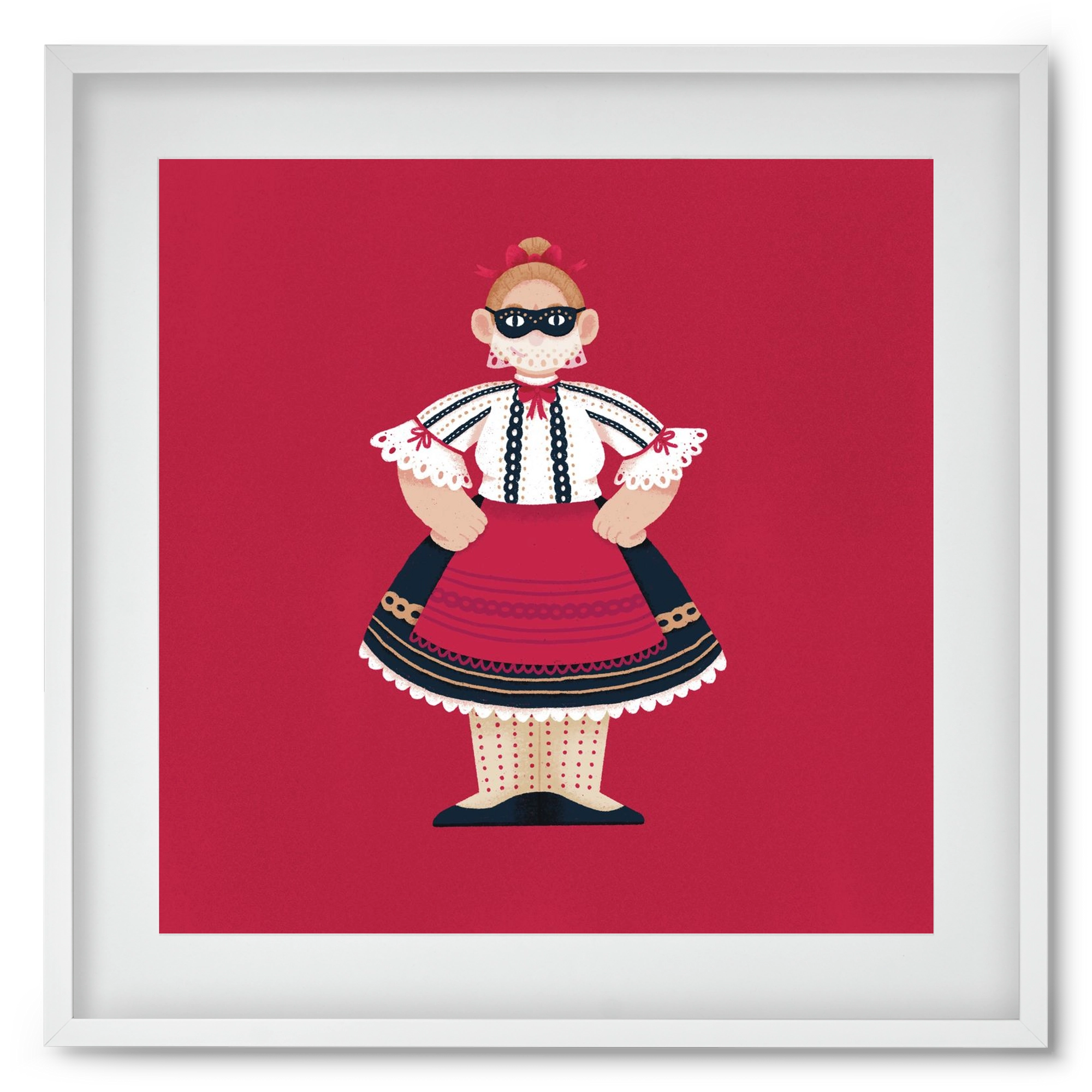 Sokac lány, 50x50 cm (40x40 cm), Fehér keret, paszpartuval