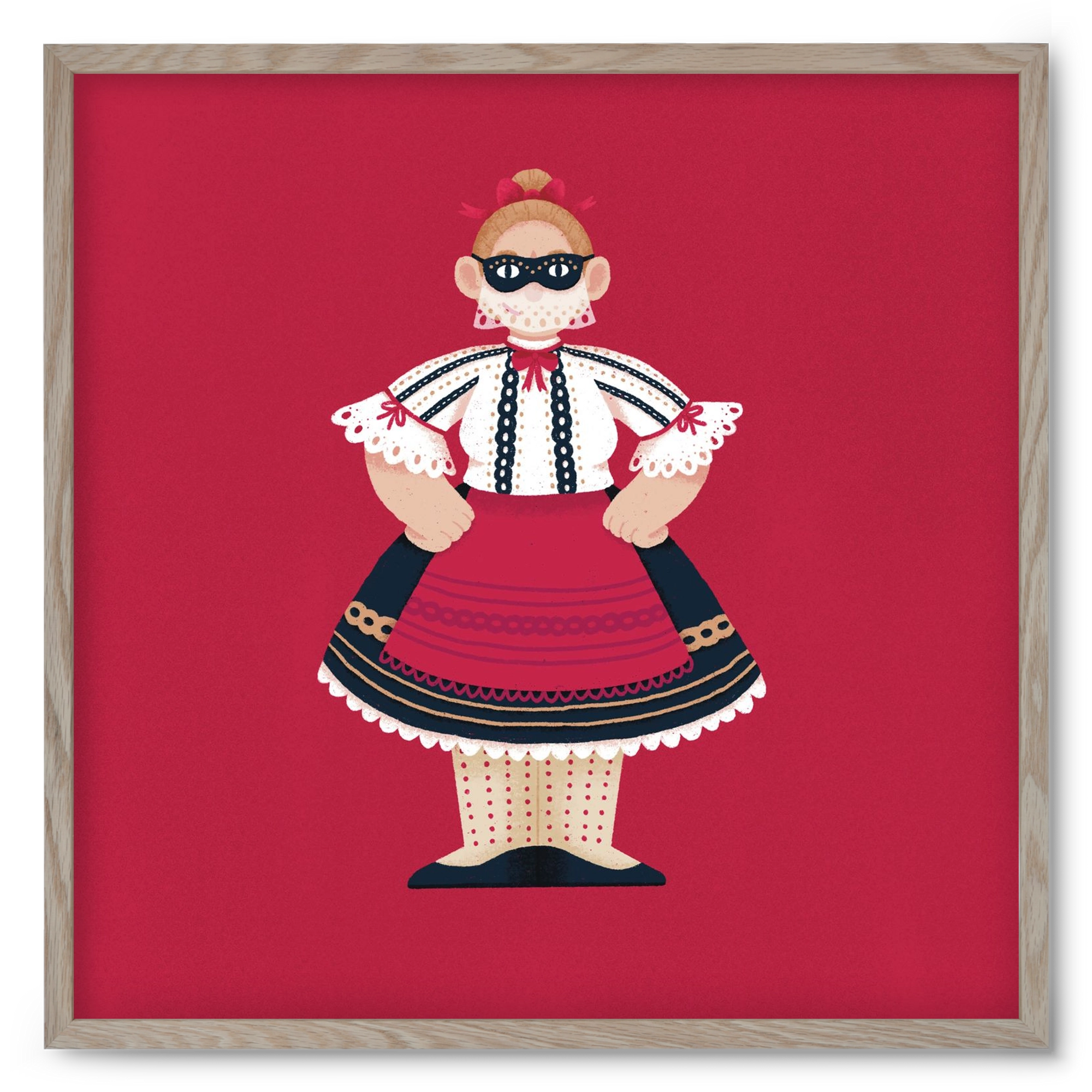 Sokac lány, 50x50 cm (50x50 cm), Tölgy keret