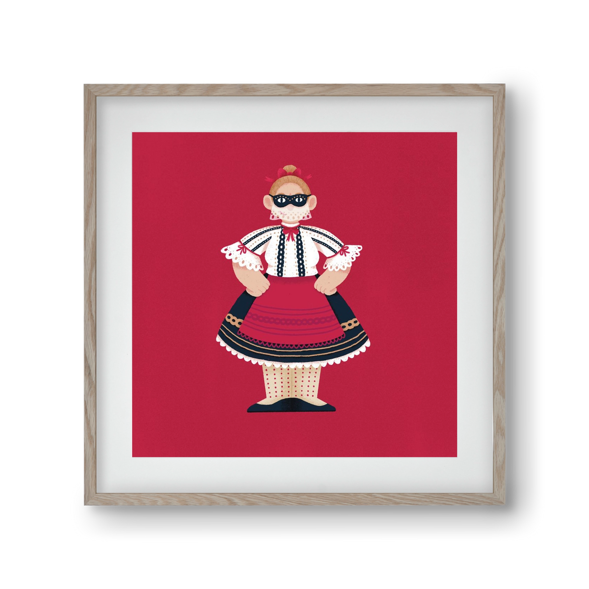 Sokac lány, 30x30 cm (20x20 cm), Tölgy keret, paszpartuval