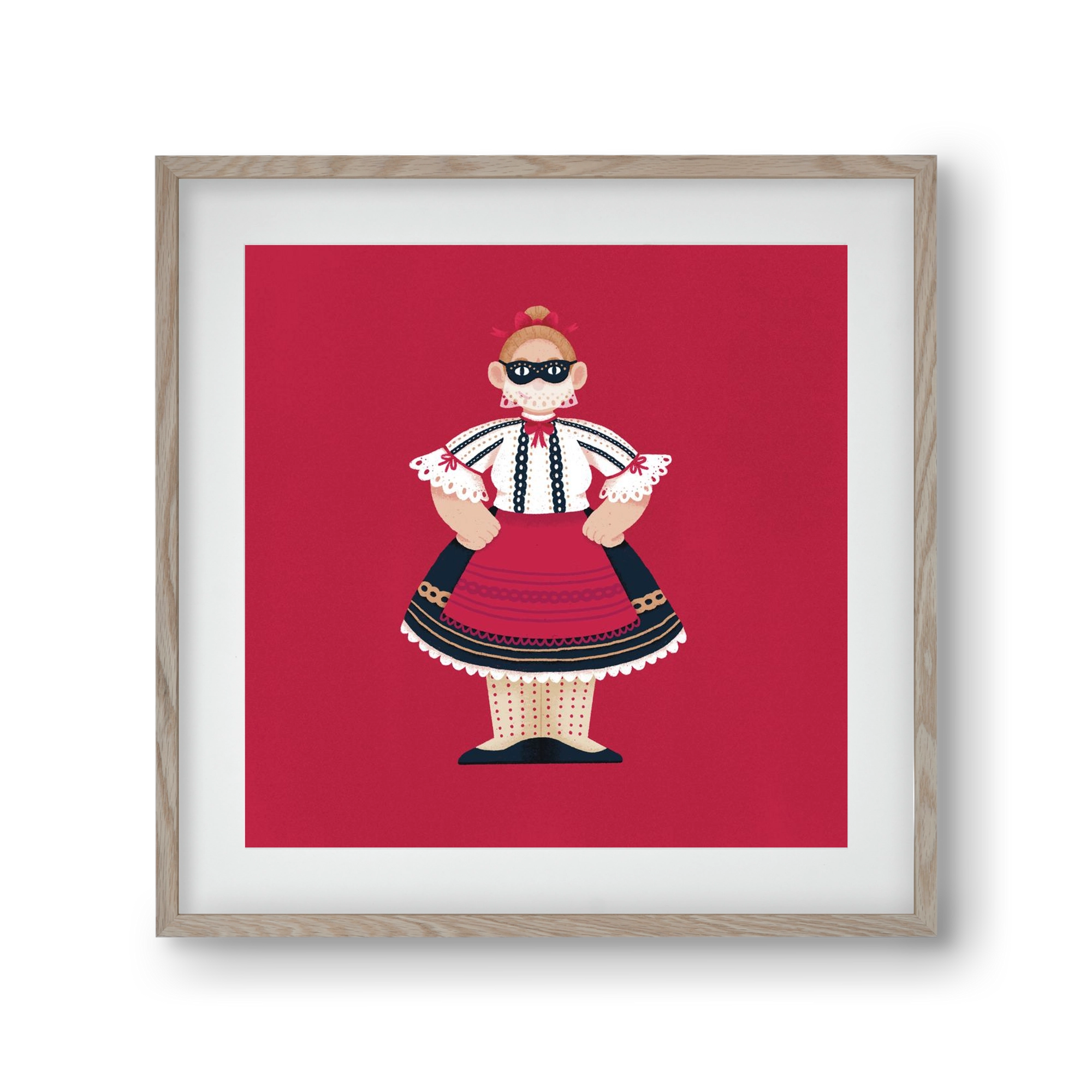 Sokac lány, 30x30 cm (20x20 cm), Tölgy keret, paszpartuval