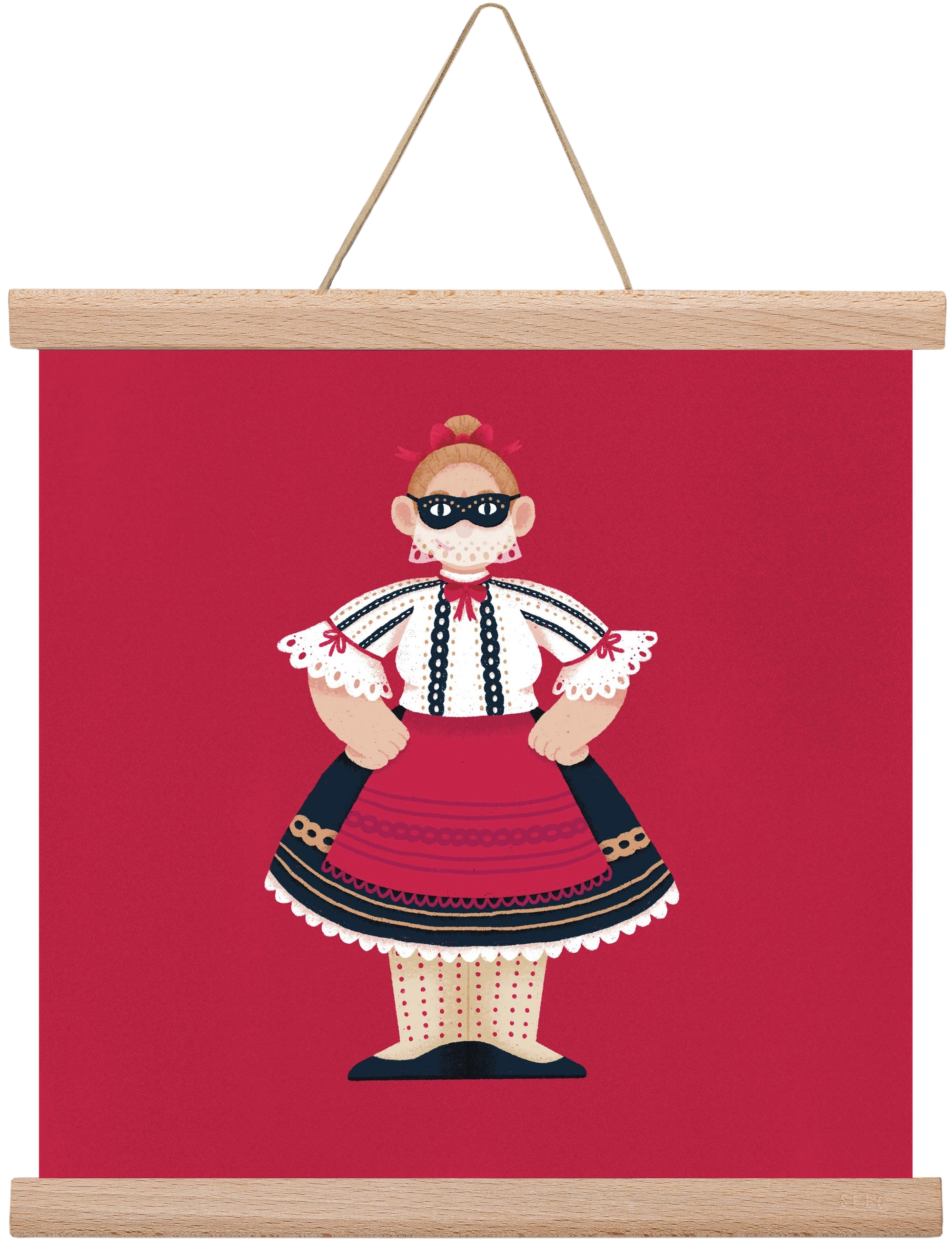 Sokac lány, 30x30 cm (30x30 cm), Tölgy akasztó