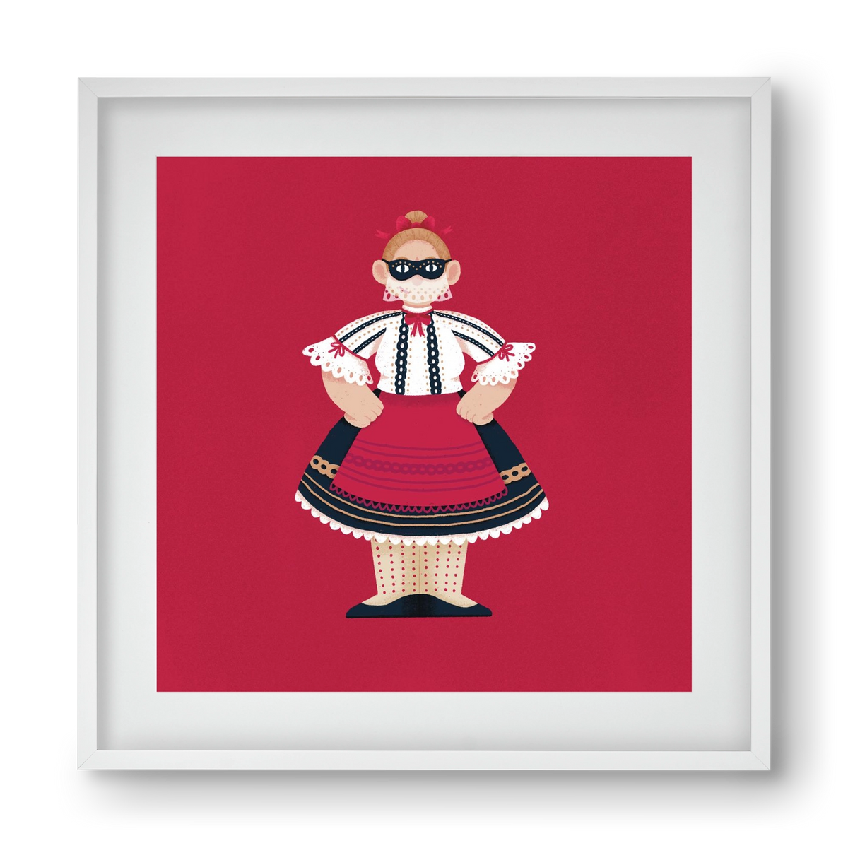 Sokac lány, 40x40 cm (30x30 cm), Fehér keret, paszpartuval
