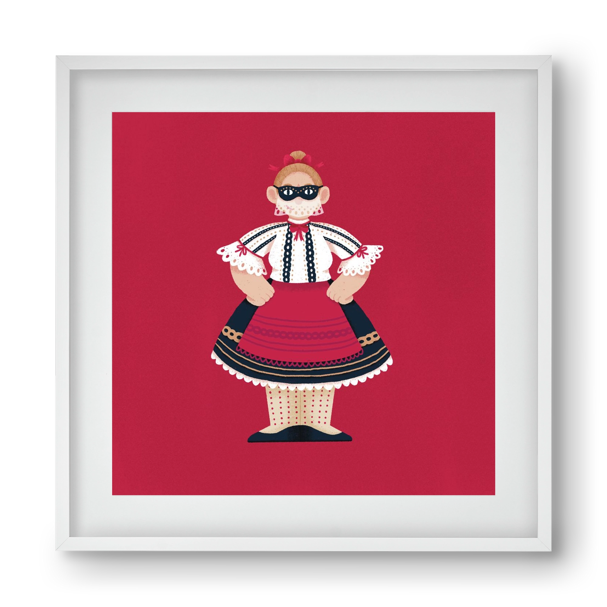 Sokac lány, 40x40 cm (30x30 cm), Fehér keret, paszpartuval