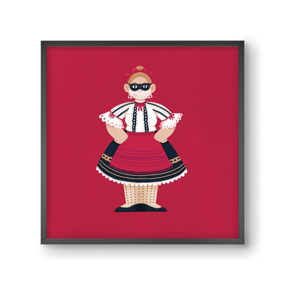 Sokac lány, 30x30 cm (30x30 cm), Fekete keret