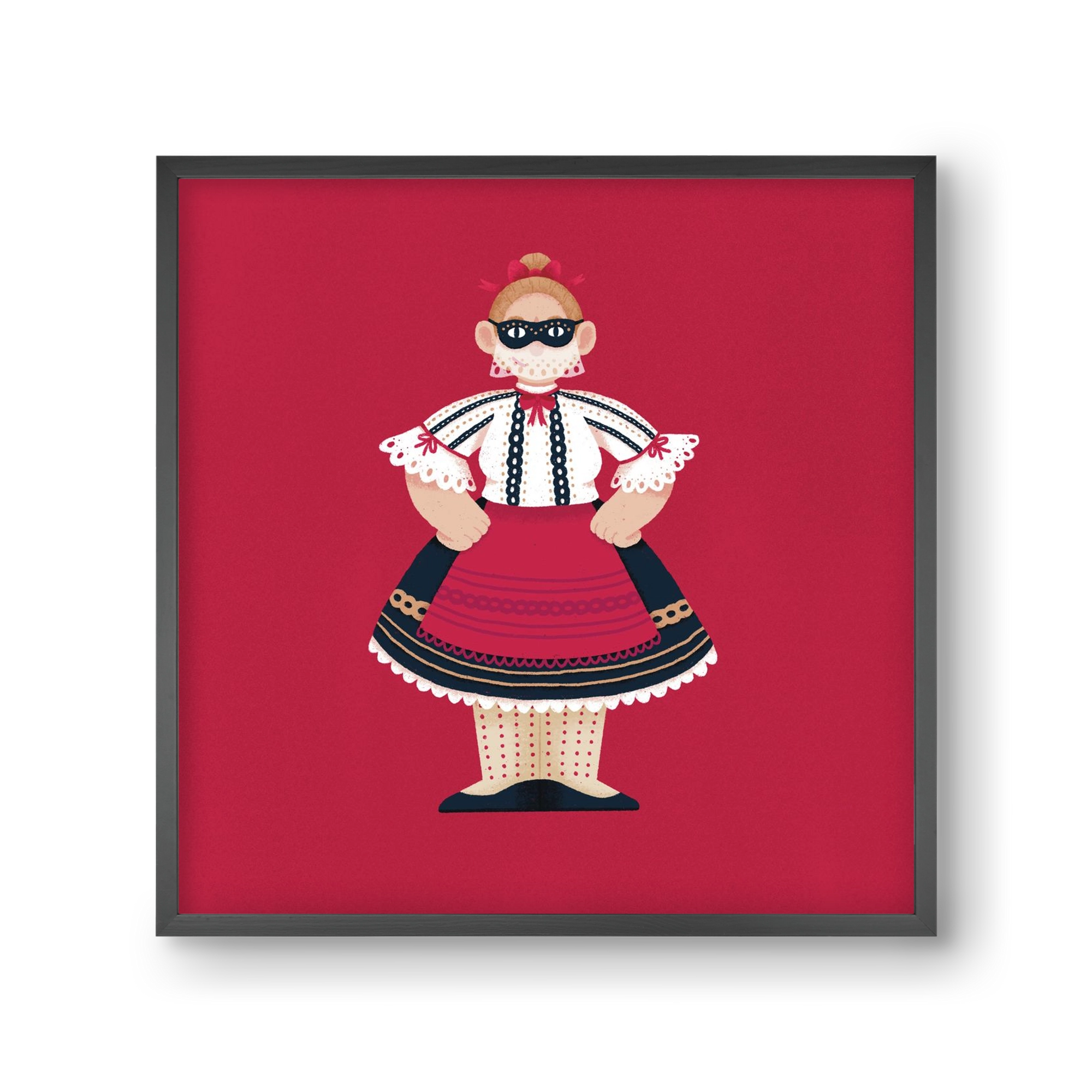 Sokac lány, 30x30 cm (30x30 cm), Fekete keret