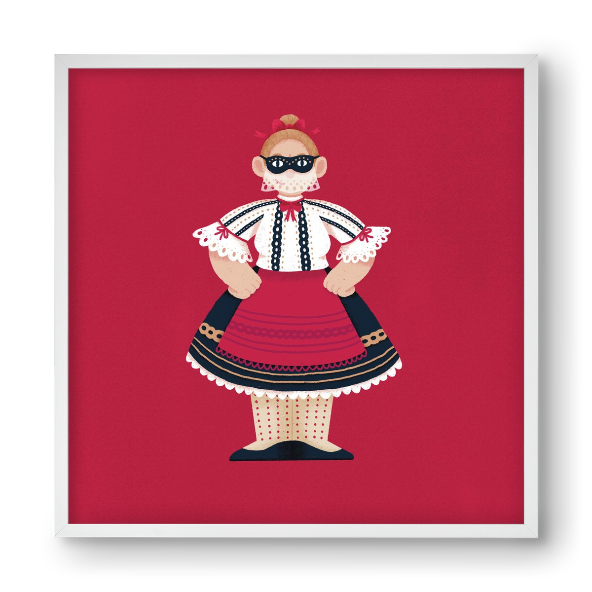 Sokac lány, 40x40 cm (40x40 cm), Fehér keret