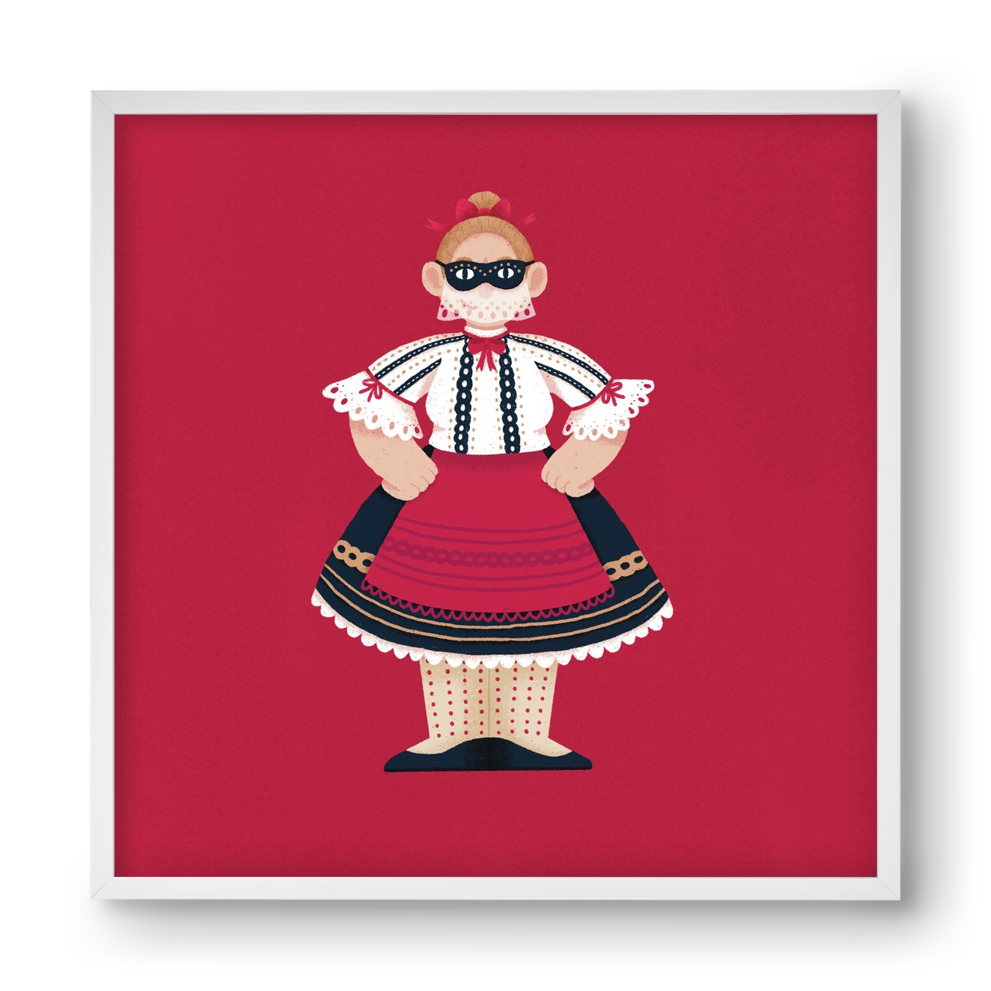 Sokac lány, 40x40 cm (40x40 cm), Fehér keret