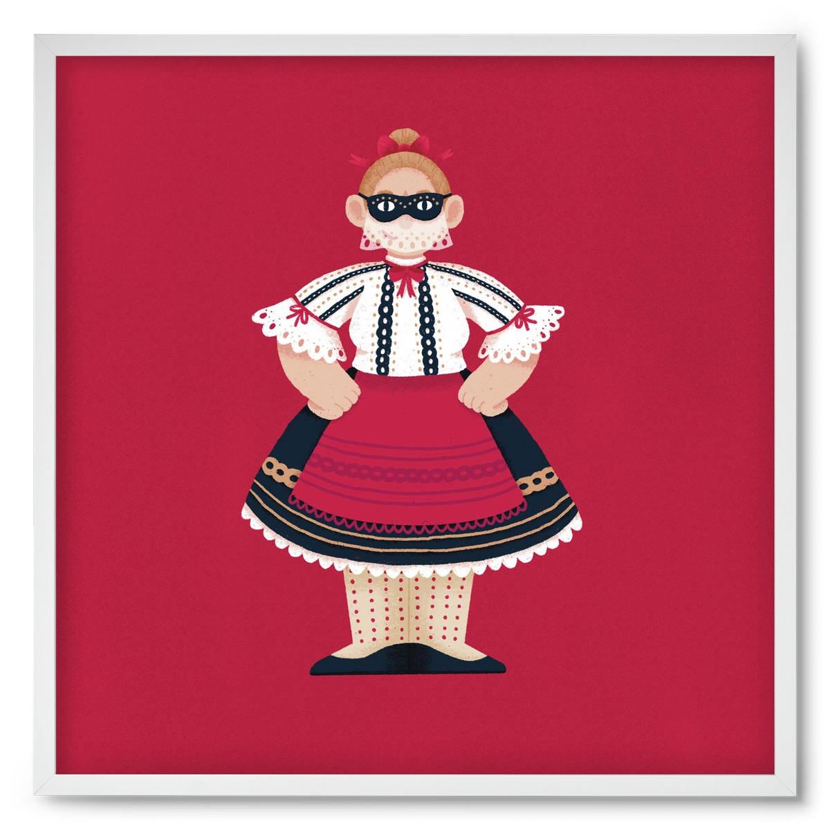 Sokac lány, 50x50 cm (50x50 cm), Fehér keret