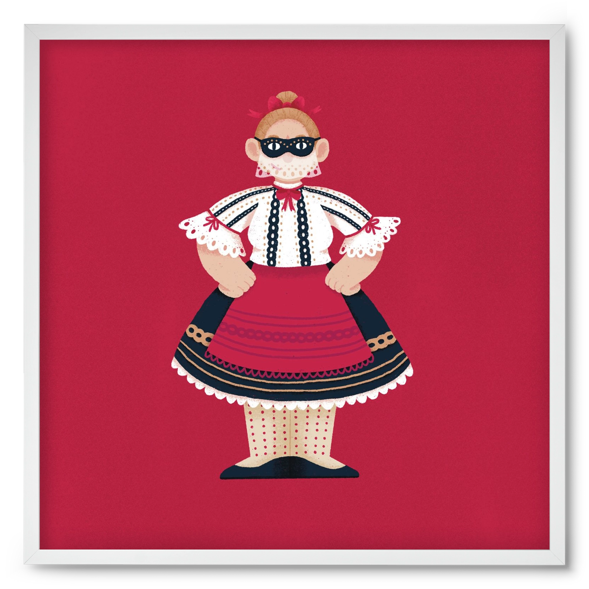 Sokac lány, 50x50 cm (50x50 cm), Fehér keret