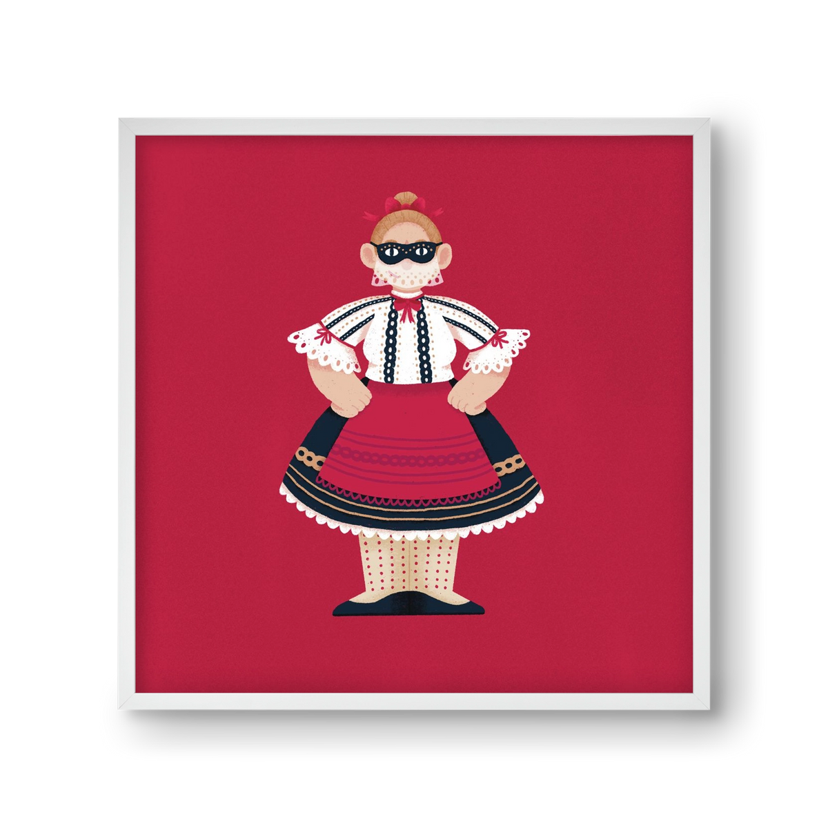Sokac lány, 30x30 cm (30x30 cm), Fehér keret