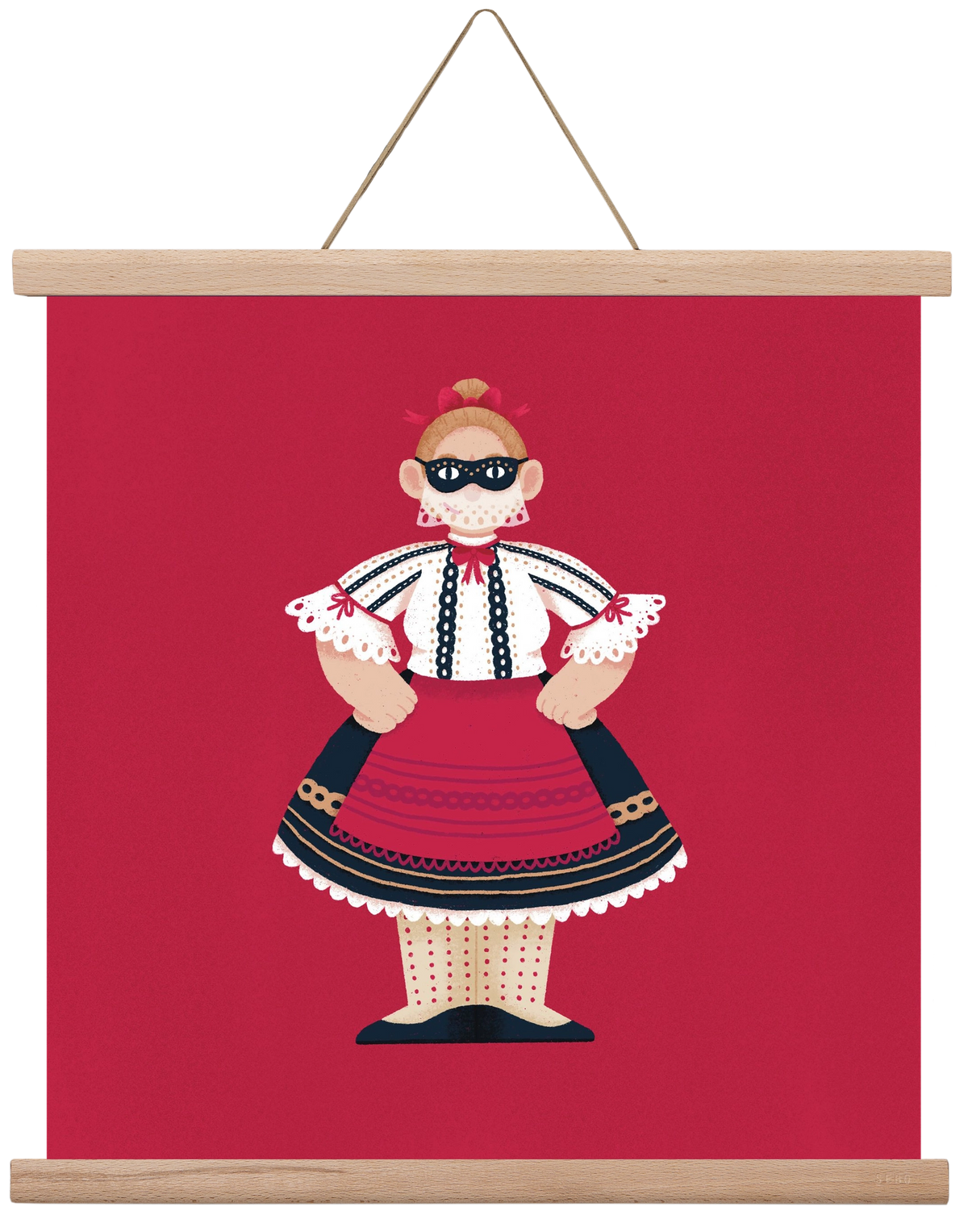 Sokac lány, 40x40 cm (40x40 cm), Tölgy akasztó