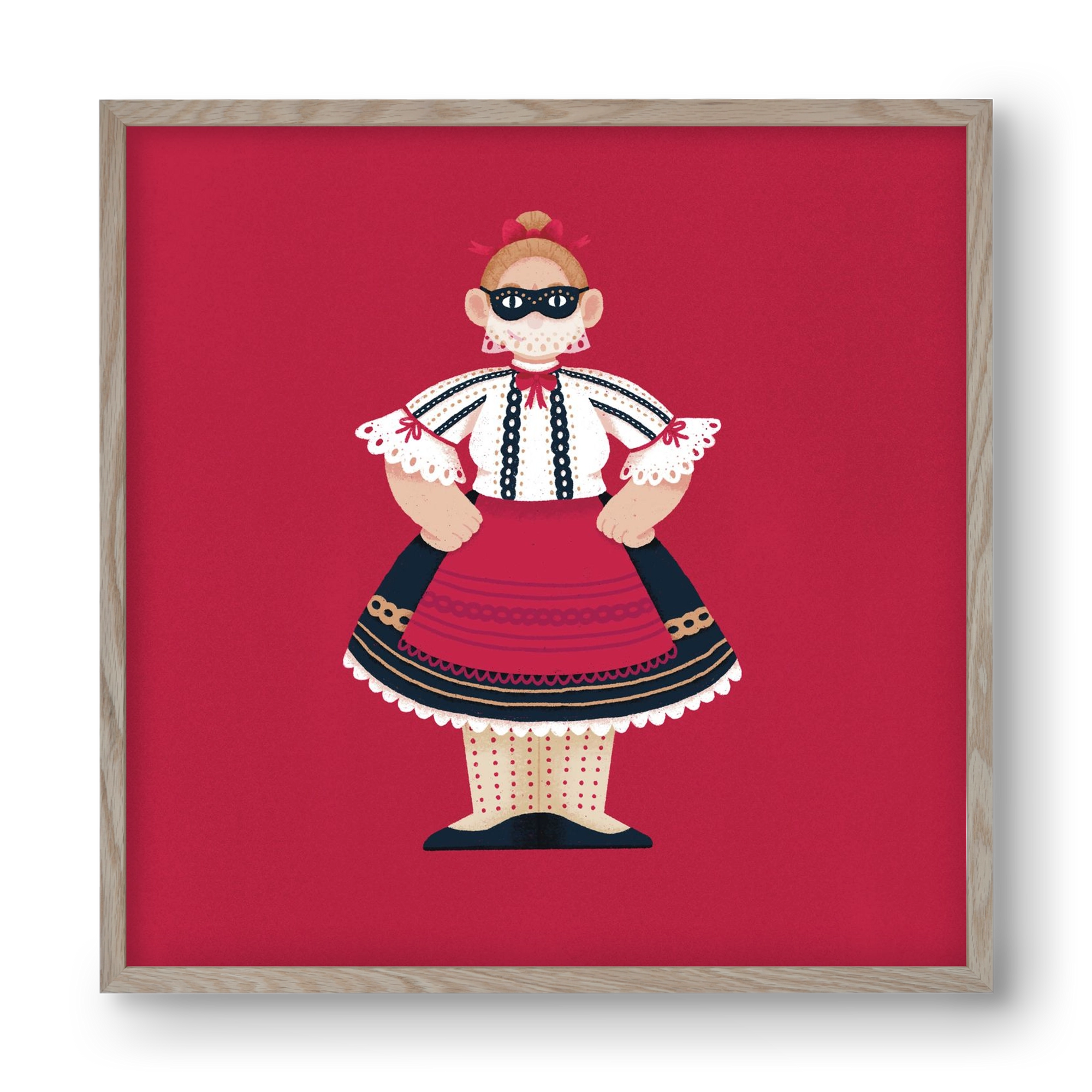 Sokac lány, 40x40 cm (40x40 cm), Tölgy keret