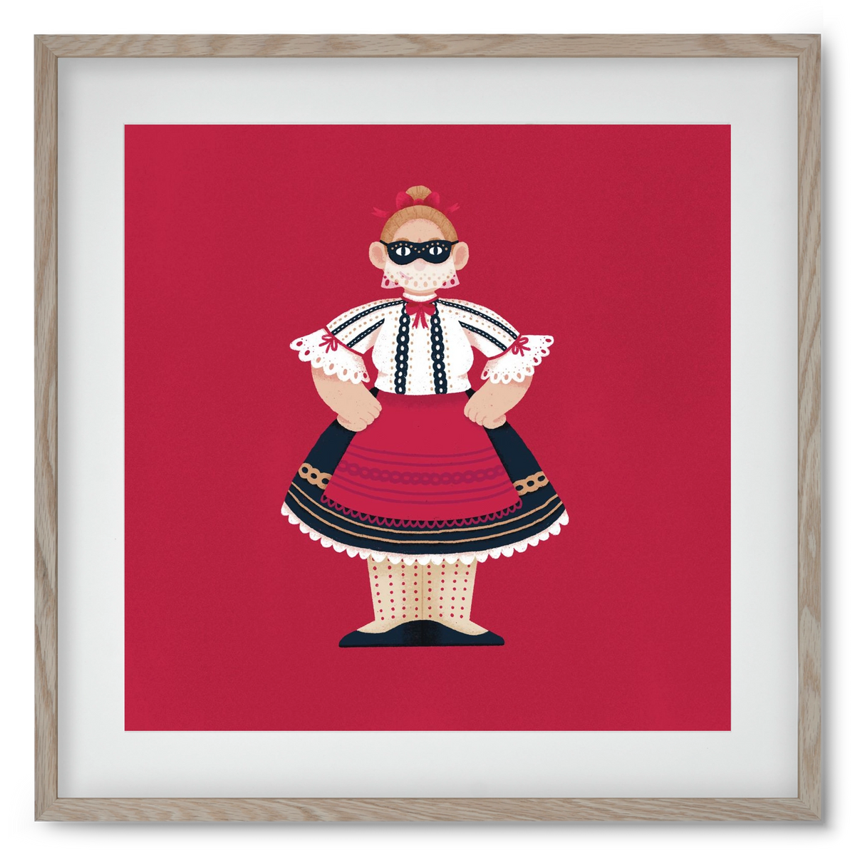 Sokac lány, 50x50 cm (40x40 cm), Tölgy keret, paszpartuval