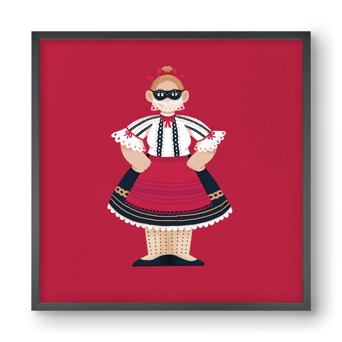 Sokac lány, 40x40 cm (40x40 cm), Fekete keret