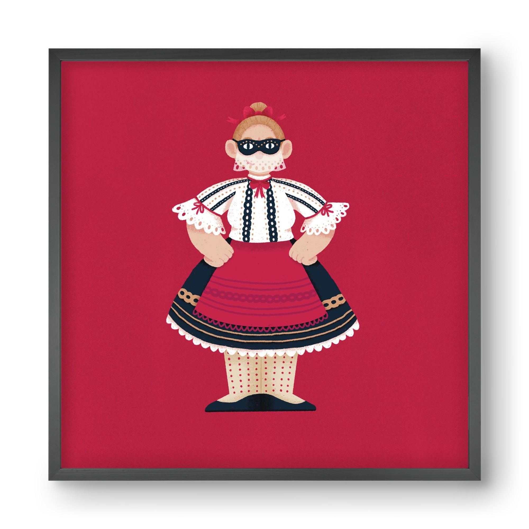 Sokac lány, 40x40 cm (40x40 cm), Fekete keret