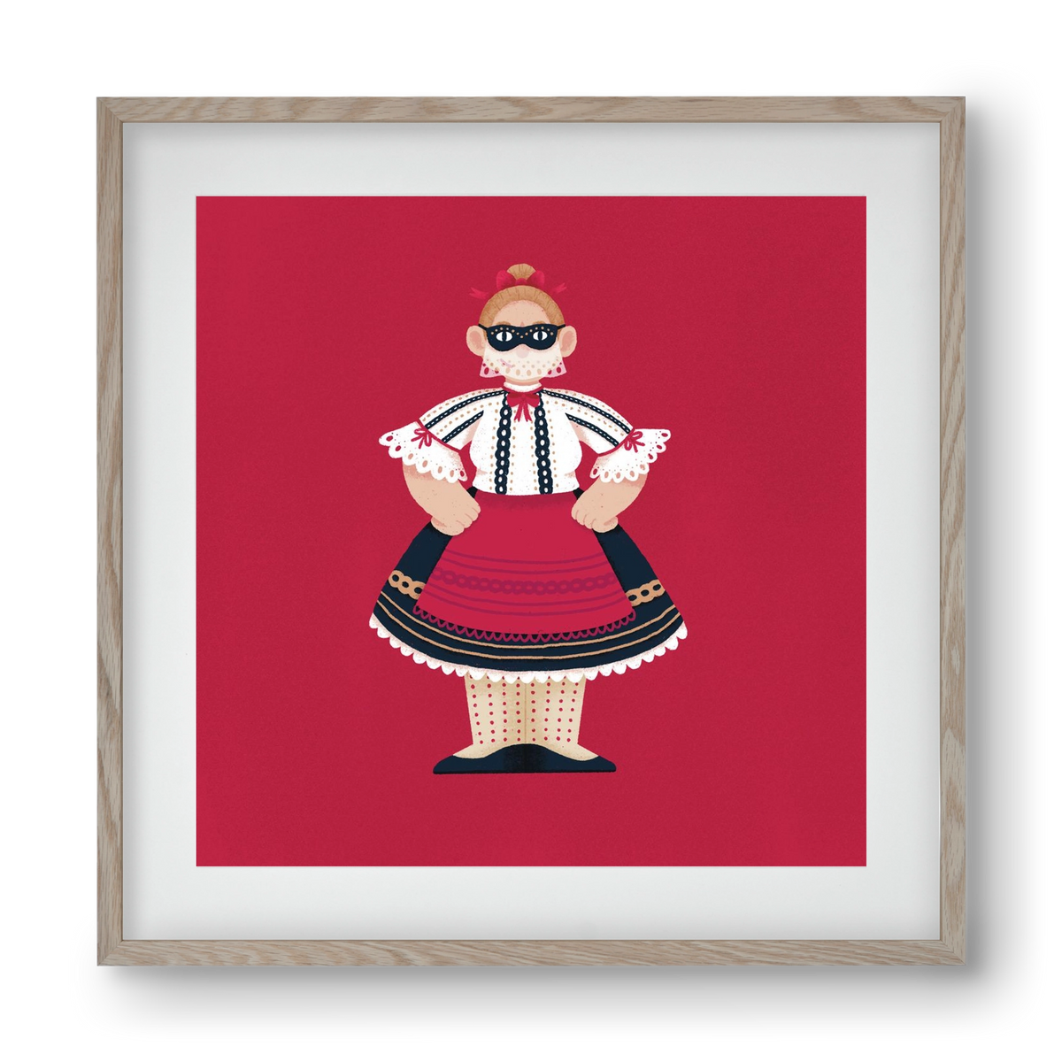 Sokac lány, 40x40 cm (30x30 cm), Tölgy keret, paszpartuval