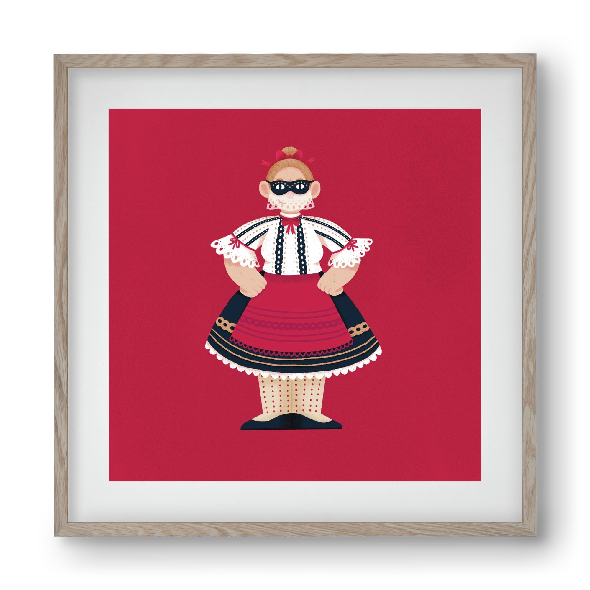 Sokac lány, 40x40 cm (30x30 cm), Tölgy keret, paszpartuval