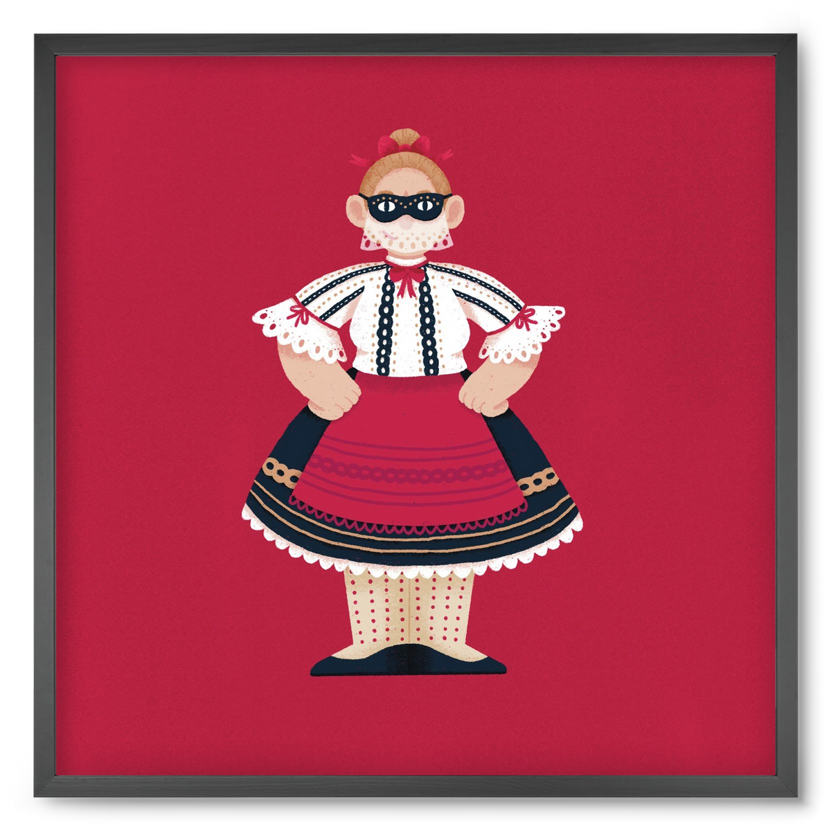 Sokac lány, 50x50 cm (50x50 cm), Fekete keret