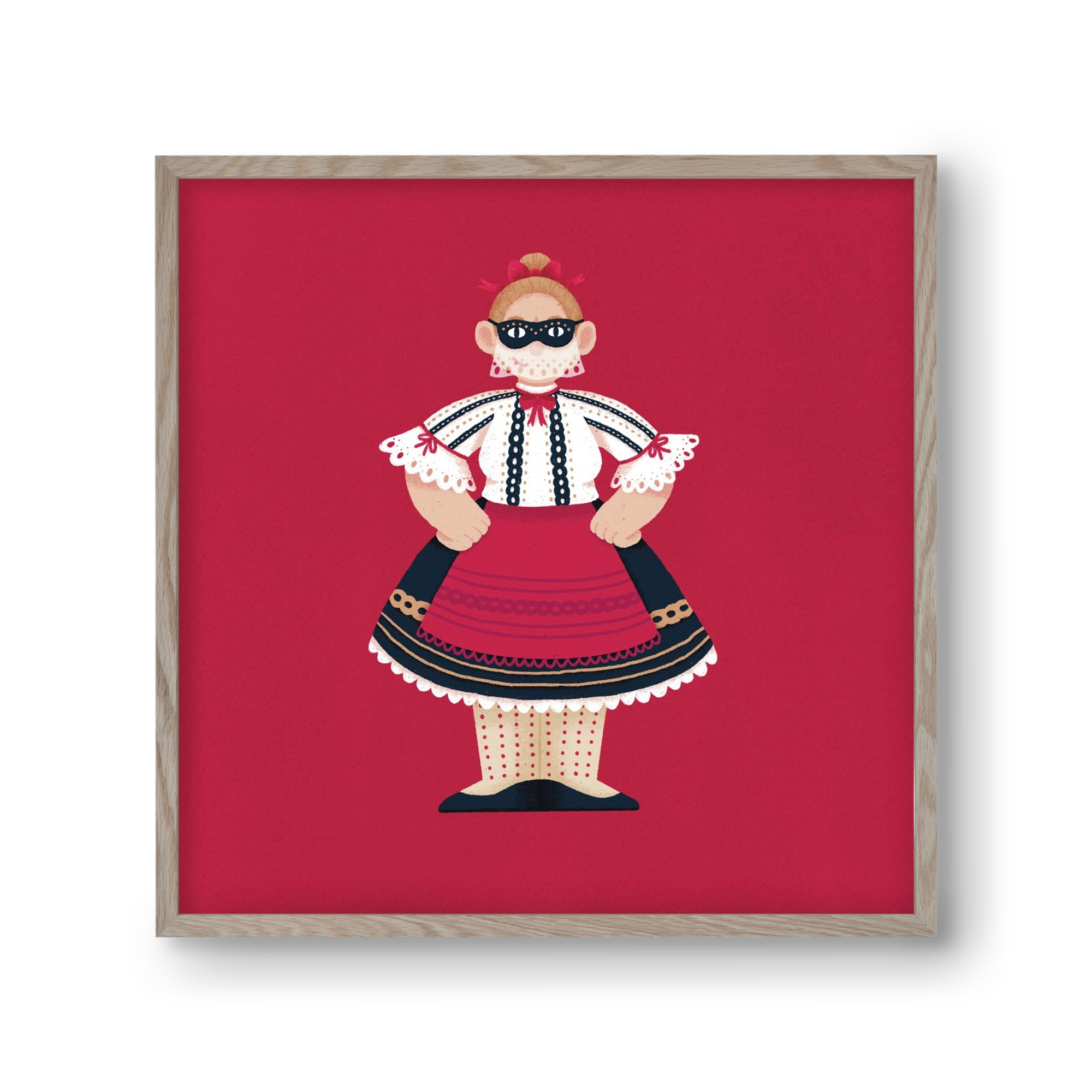 Sokac lány, 30x30 cm (30x30 cm), Tölgy keret