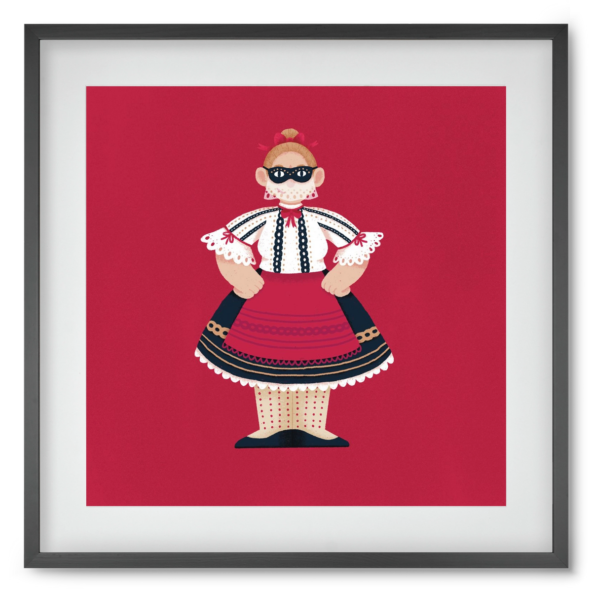 Sokac lány, 50x50 cm (40x40 cm), Fekete keret, paszpartuval