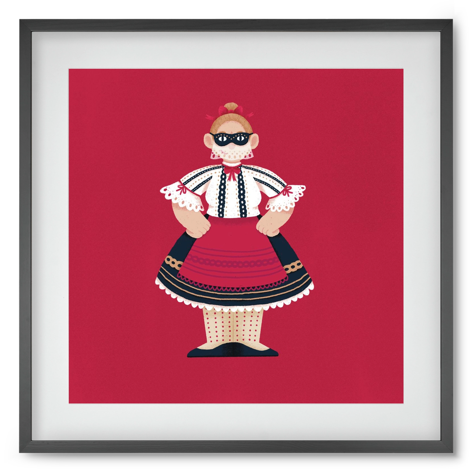 Sokac lány, 50x50 cm (40x40 cm), Fekete keret, paszpartuval