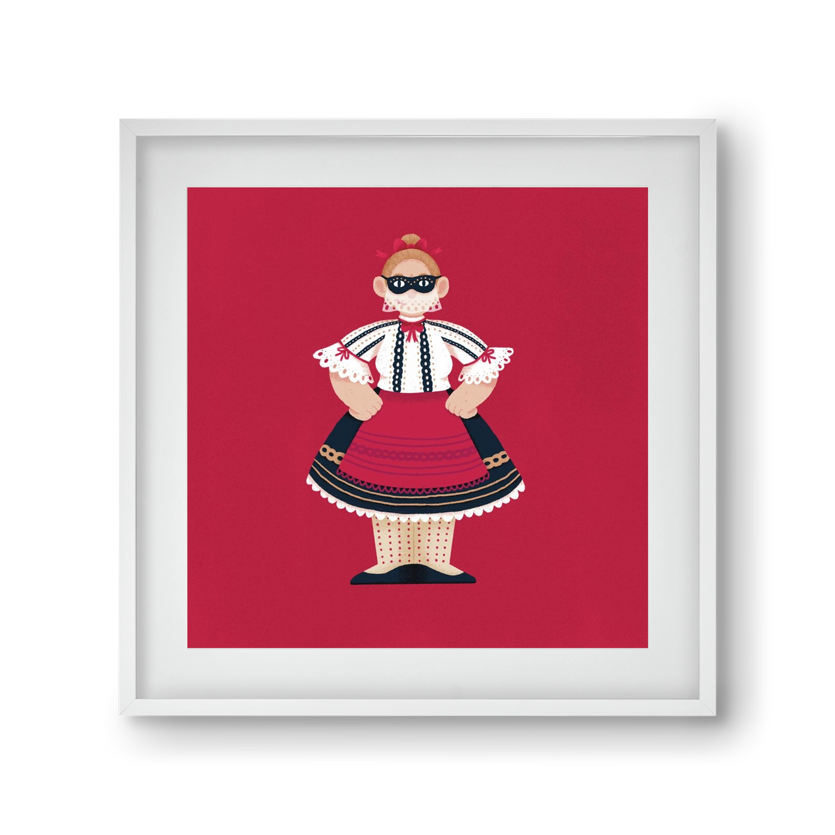 Sokac lány, 30x30 cm (20x20 cm), Fehér keret, paszpartuval