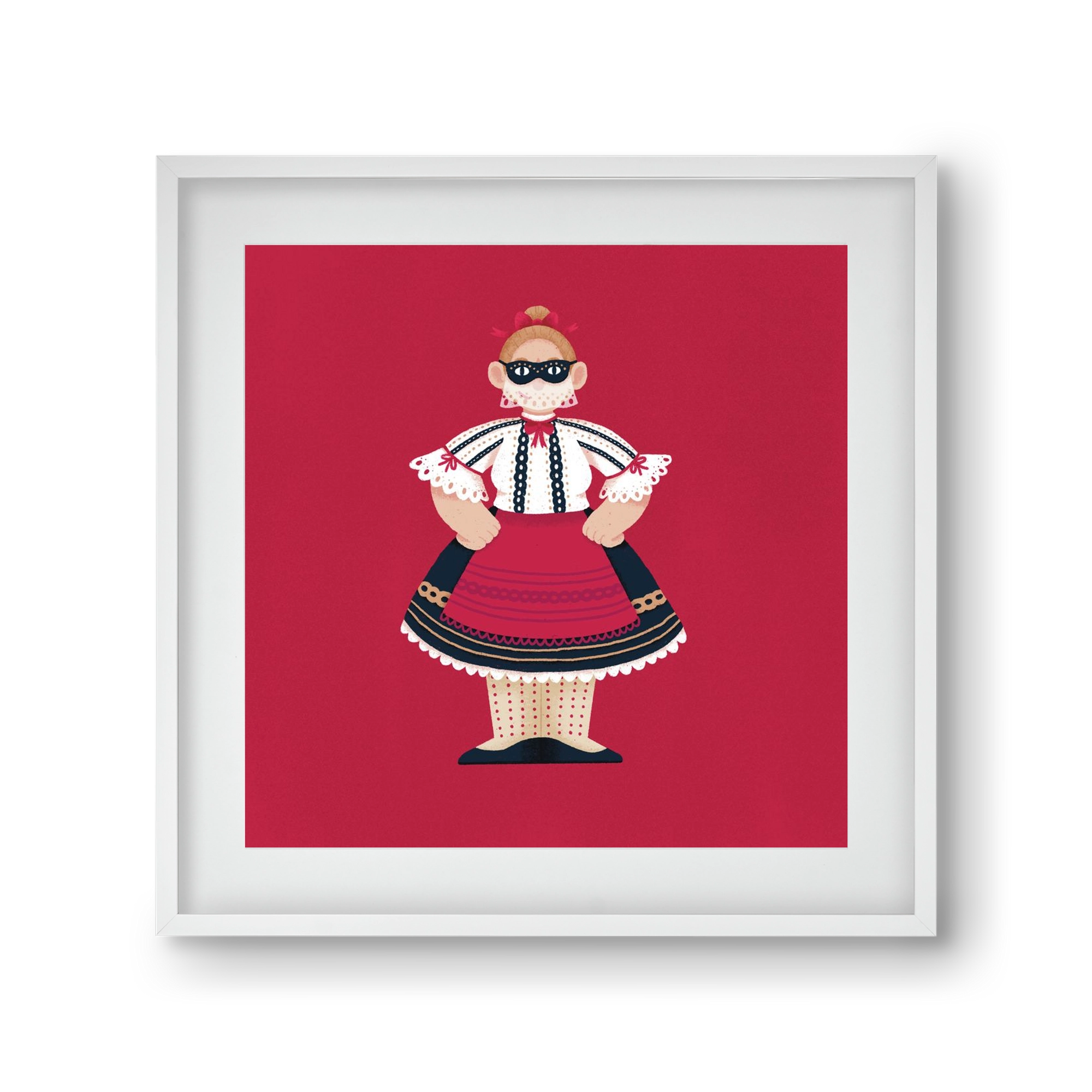 Sokac lány, 30x30 cm (20x20 cm), Fehér keret, paszpartuval
