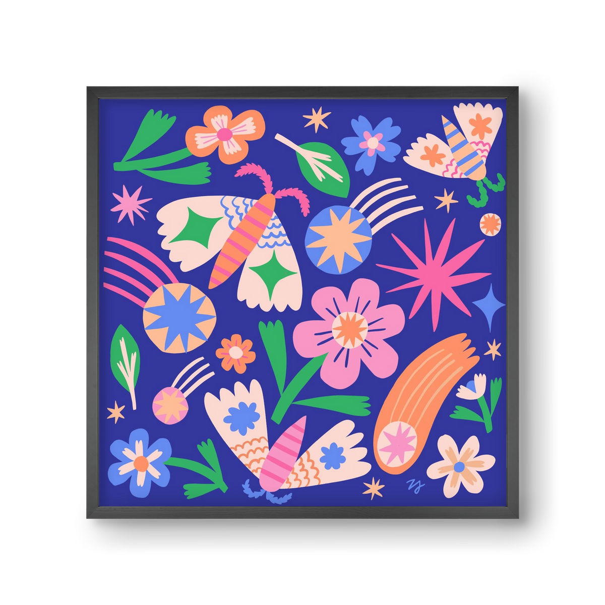 Magic Garden in the Night, 30x30 cm (30x30 cm), Fekete keret