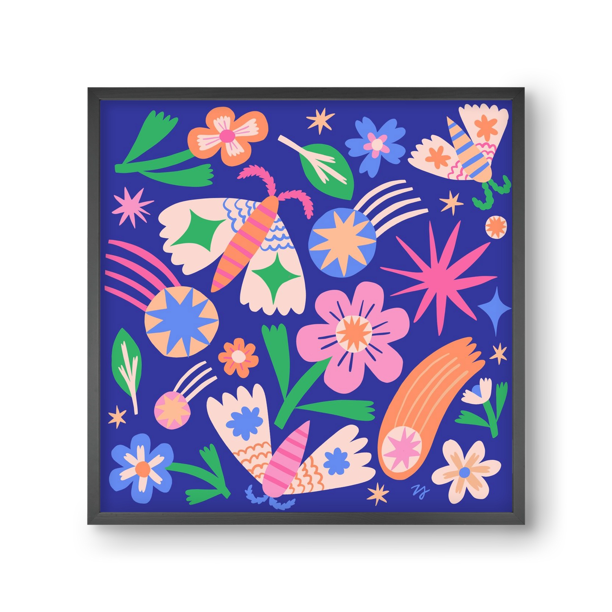 Magic Garden in the Night, 30x30 cm (30x30 cm), Fekete keret