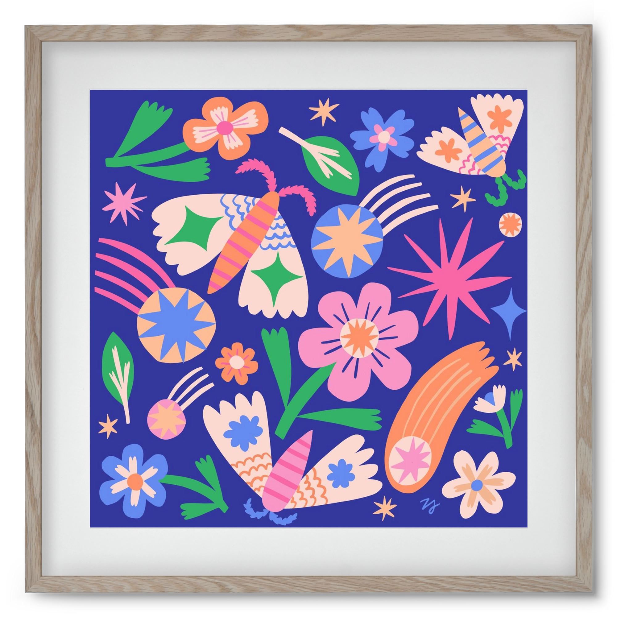 Magic Garden in the Night, 50x50 cm (40x40 cm), Tölgy keret, paszpartuval