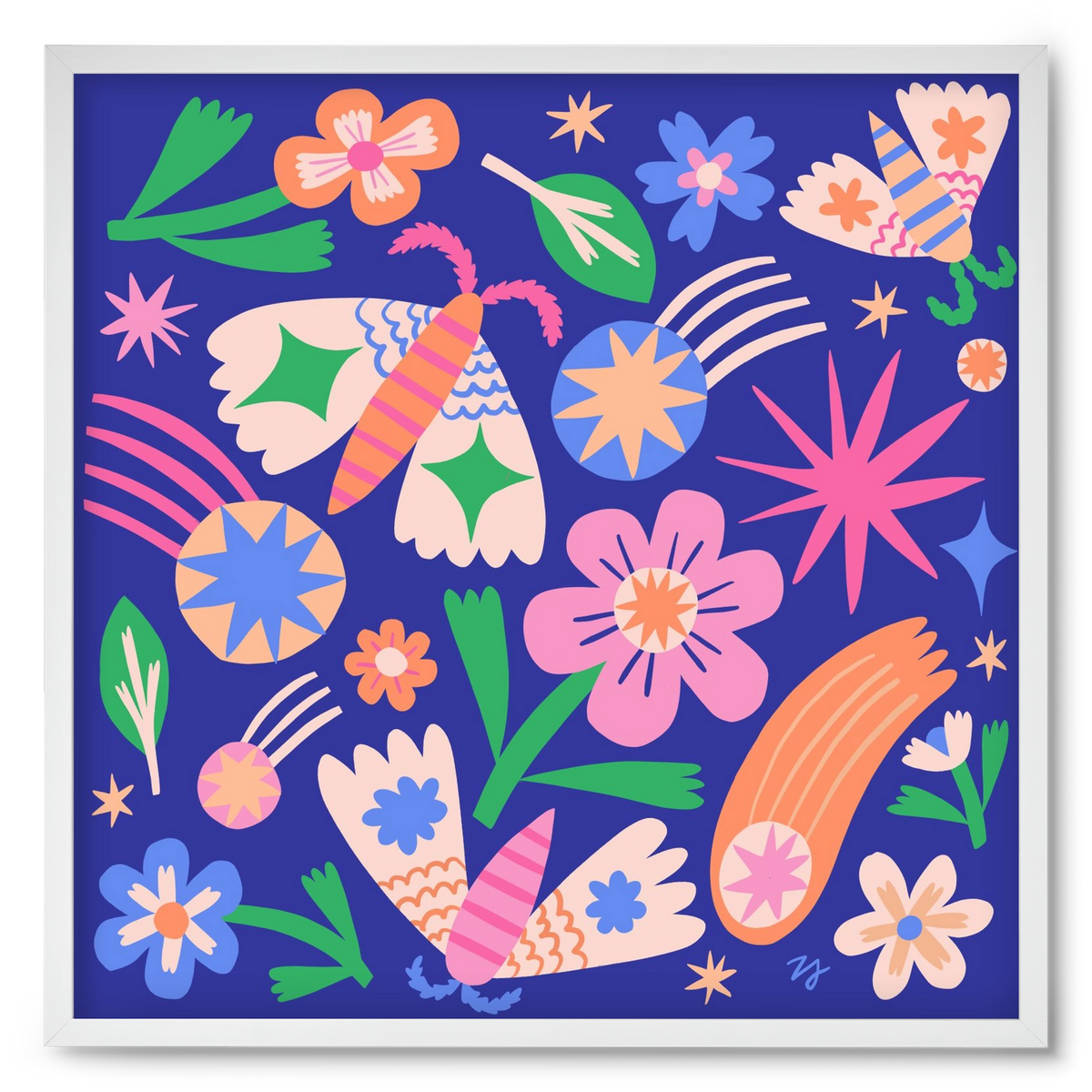 Magic Garden in the Night, 50x50 cm (50x50 cm), Fehér keret