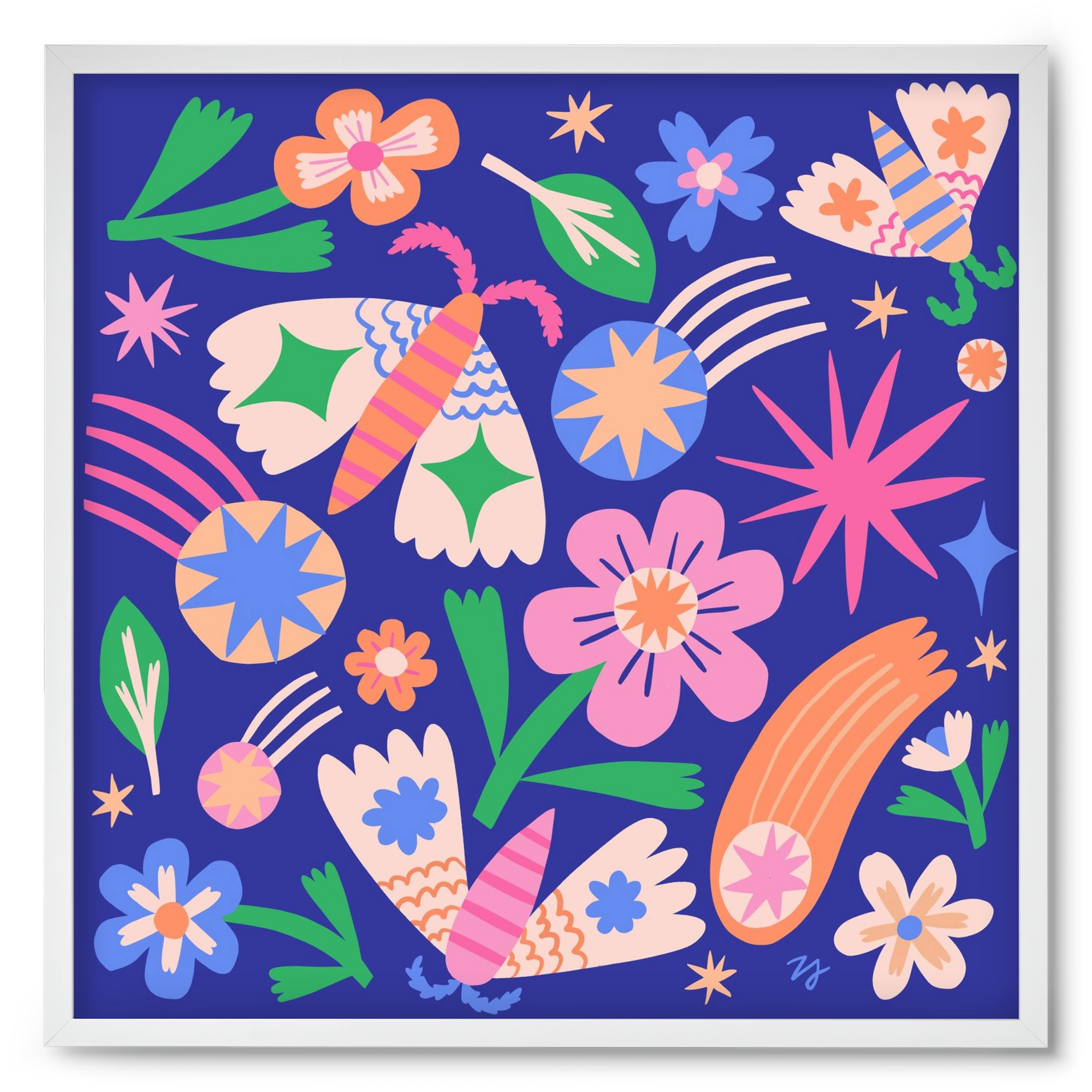 Magic Garden in the Night, 50x50 cm (50x50 cm), Fehér keret