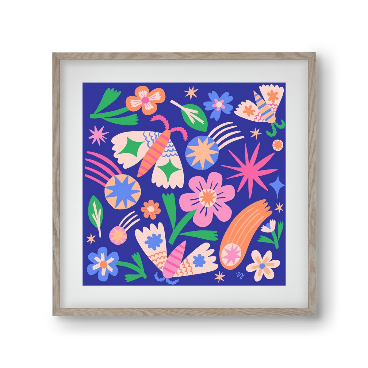 Magic Garden in the Night, 30x30 cm (20x20 cm), Tölgy keret, paszpartuval