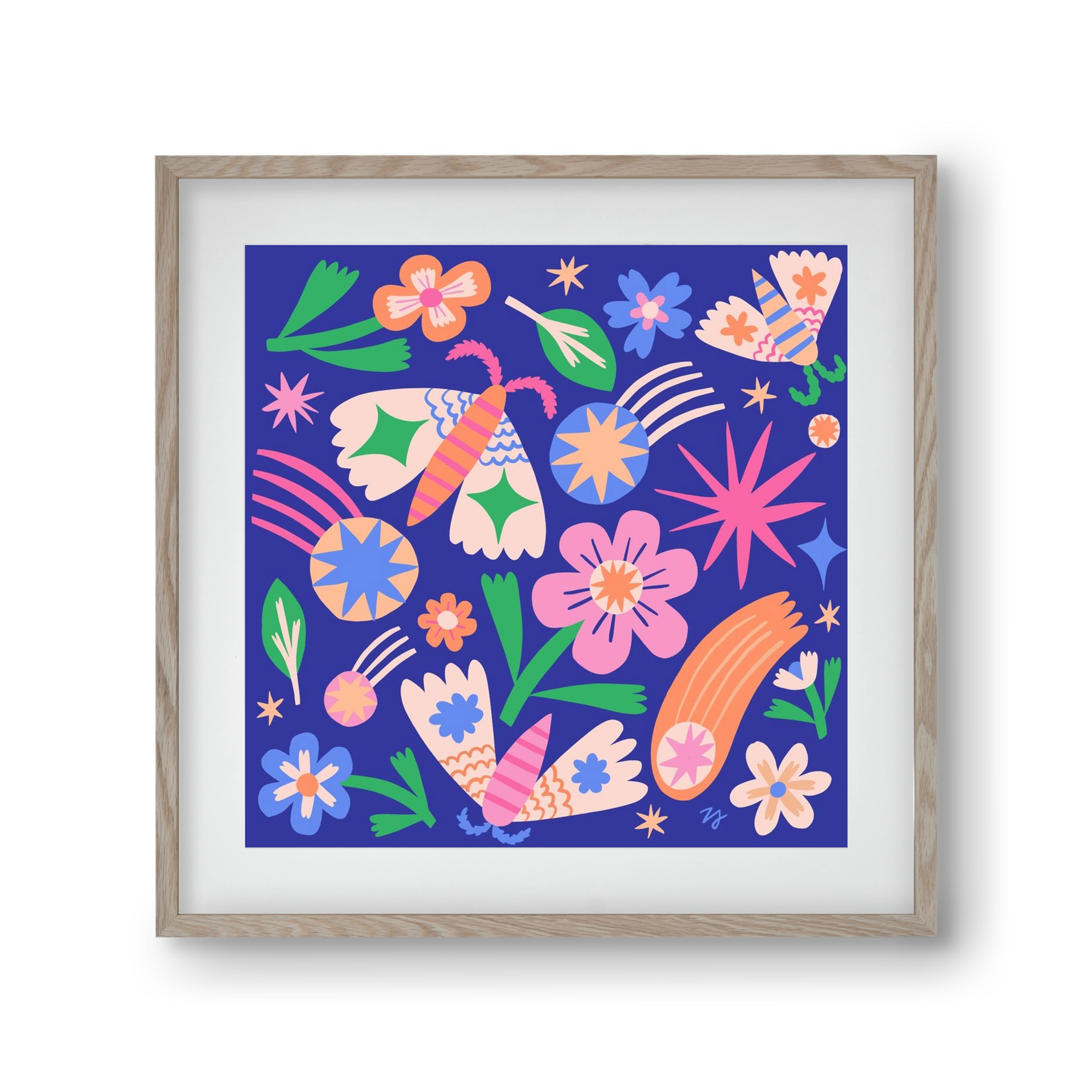 Magic Garden in the Night, 30x30 cm (20x20 cm), Tölgy keret, paszpartuval