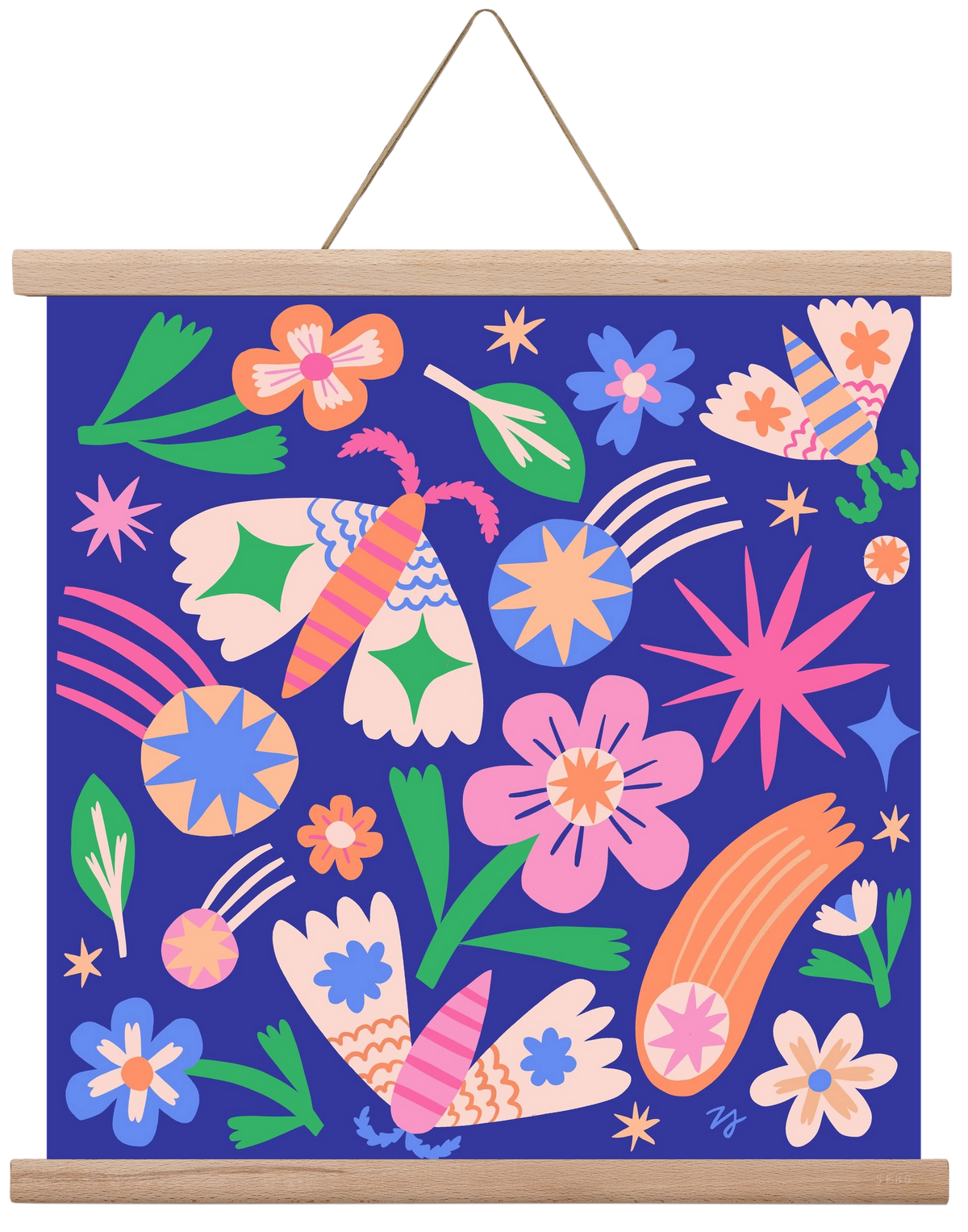 Magic Garden in the Night, 40x40 cm (40x40 cm), Tölgy akasztó