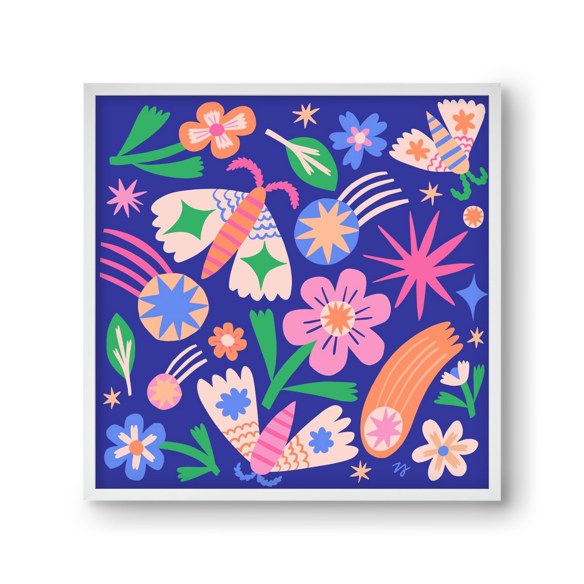 Magic Garden in the Night, 30x30 cm (30x30 cm), Fehér keret