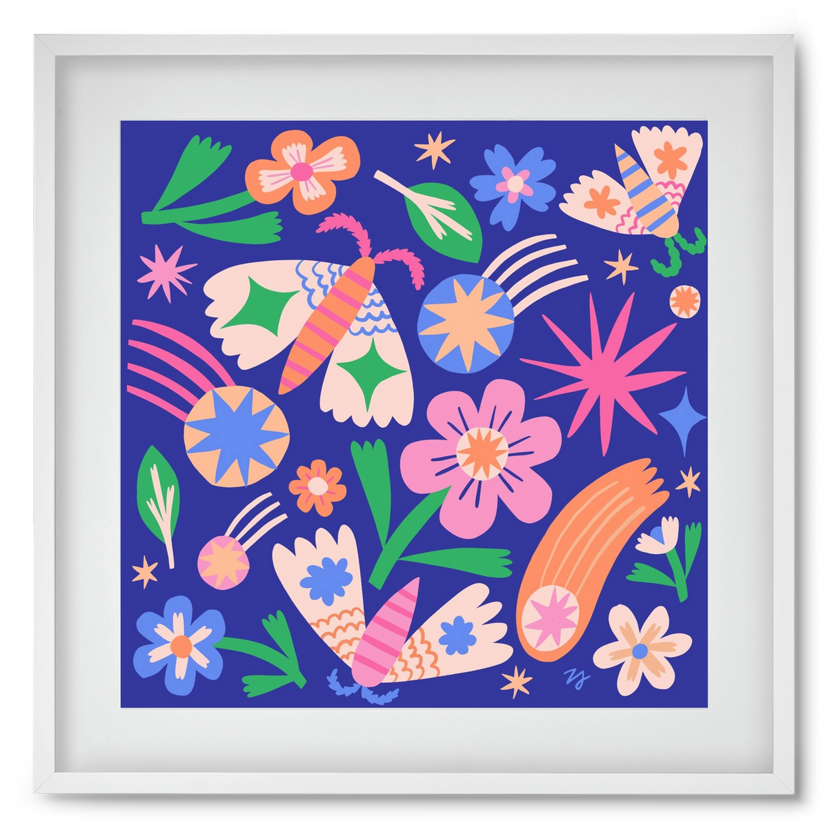 Magic Garden in the Night, 50x50 cm (40x40 cm), Fehér keret, paszpartuval