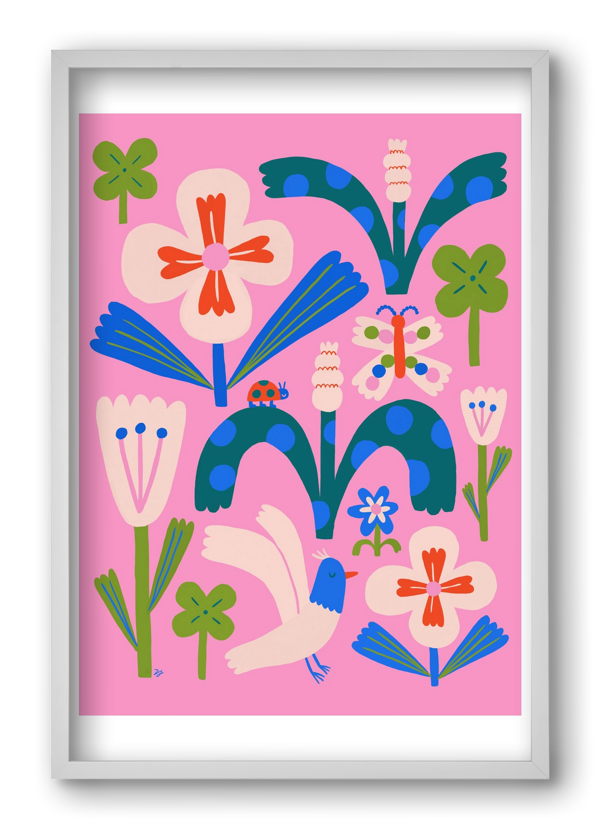 A garden and its habitants, 40x60 cm (40x60 cm), Fehér keret