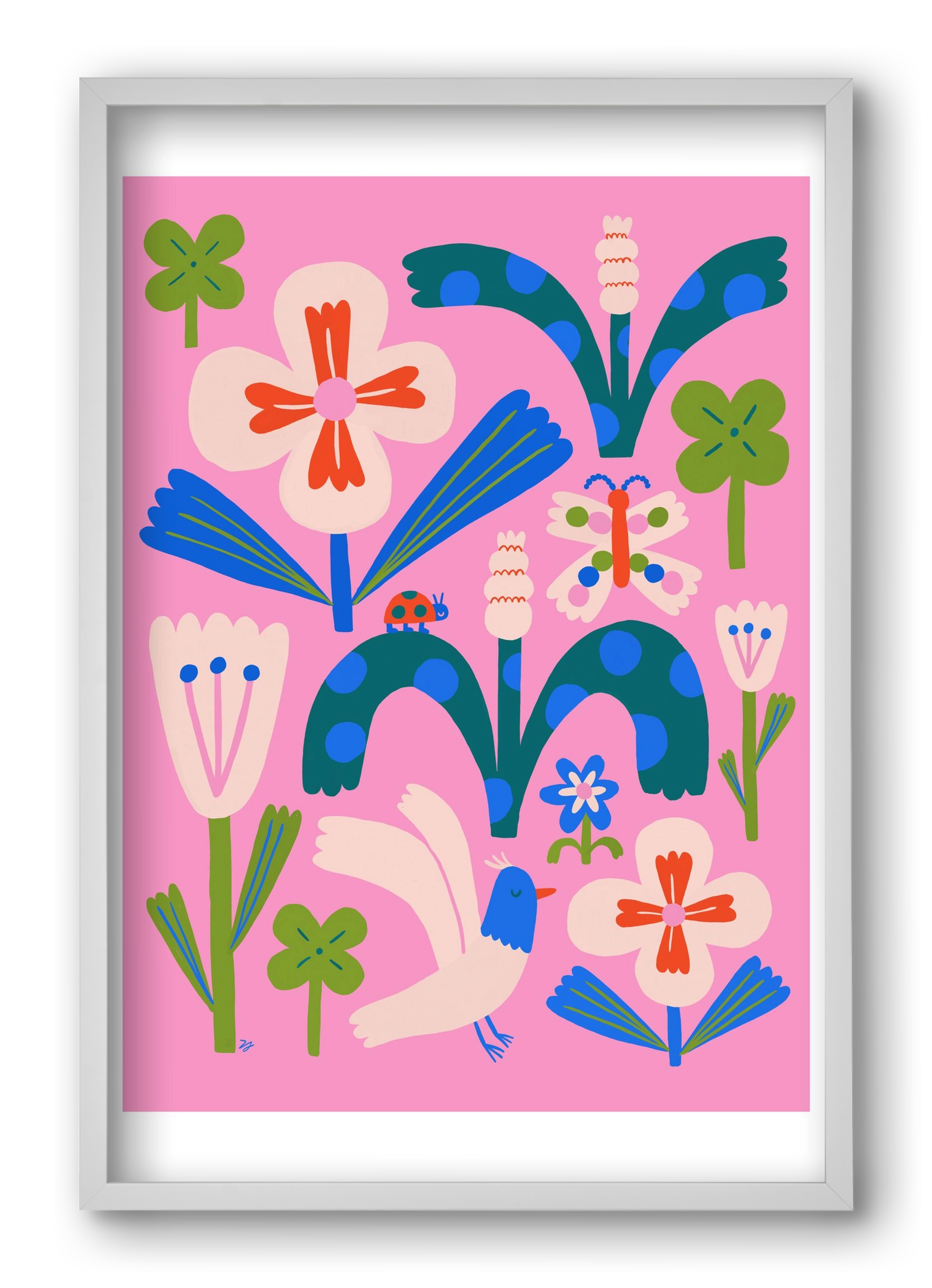 A garden and its habitants, 40x60 cm (40x60 cm), Fehér keret