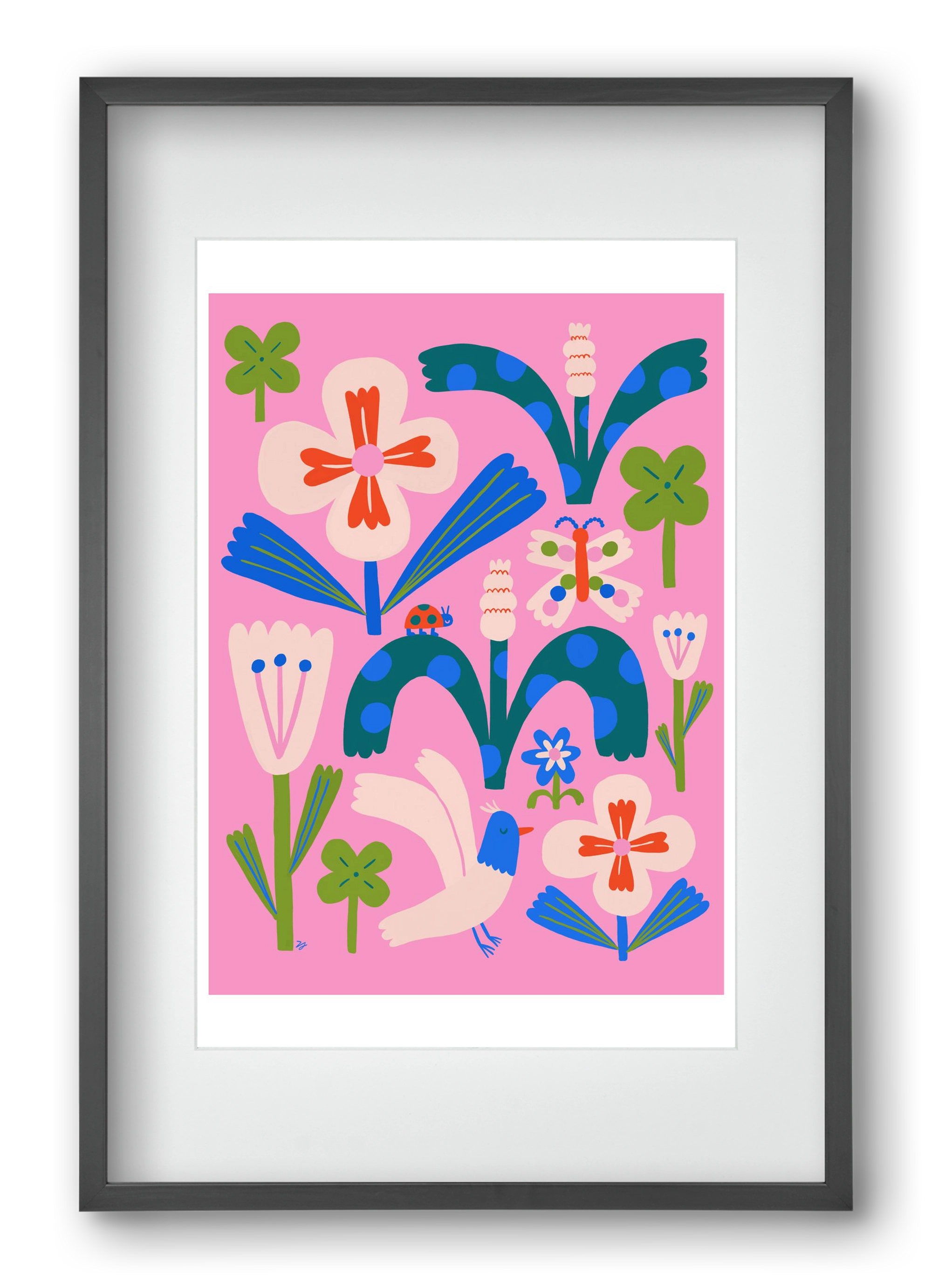 A garden and its habitants, 40x60 cm (30x45 cm), Fekete keret, paszpartuval