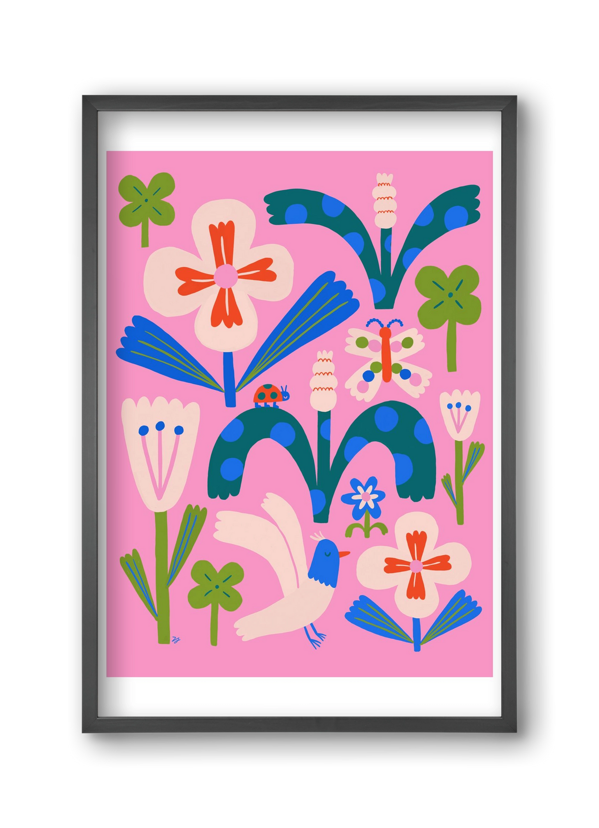 A garden and its habitants, 30x45 cm (30x45 cm), Fekete keret