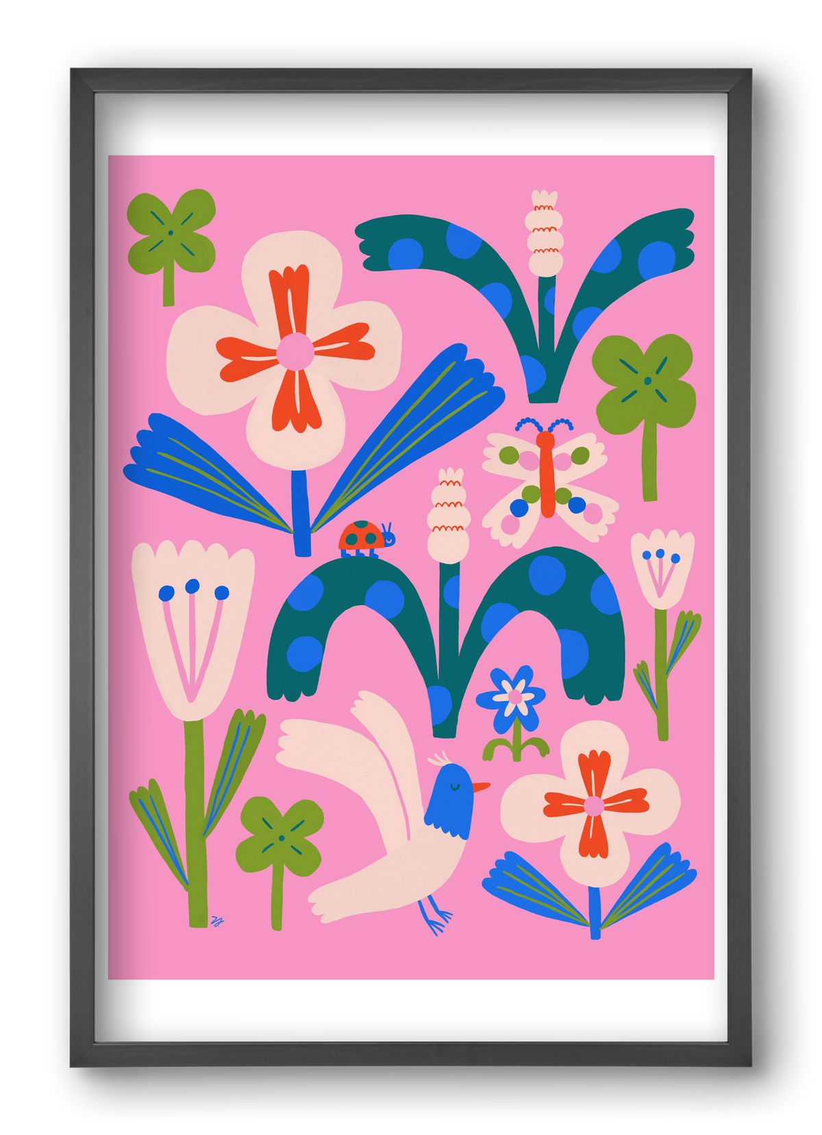 A garden and its habitants, 40x60 cm (40x60 cm), Fekete keret