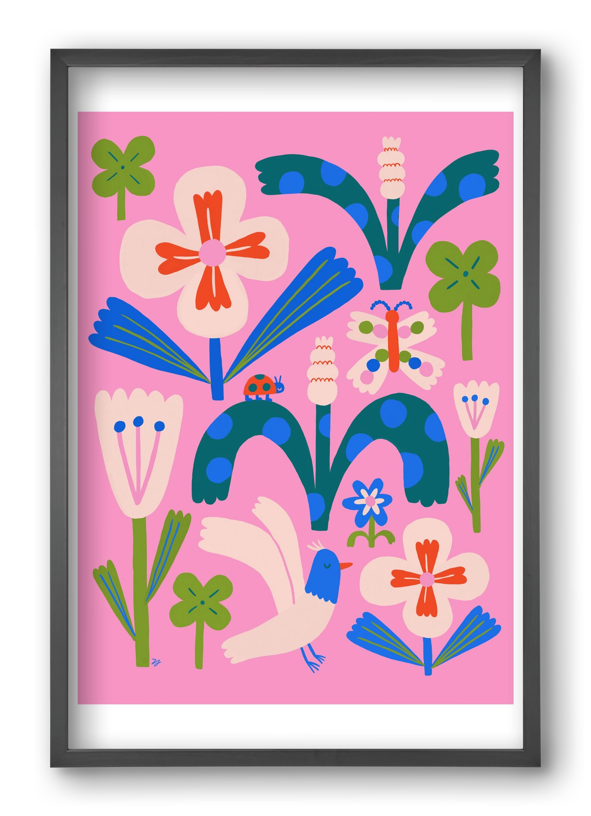 A garden and its habitants, 40x60 cm (40x60 cm), Fekete keret