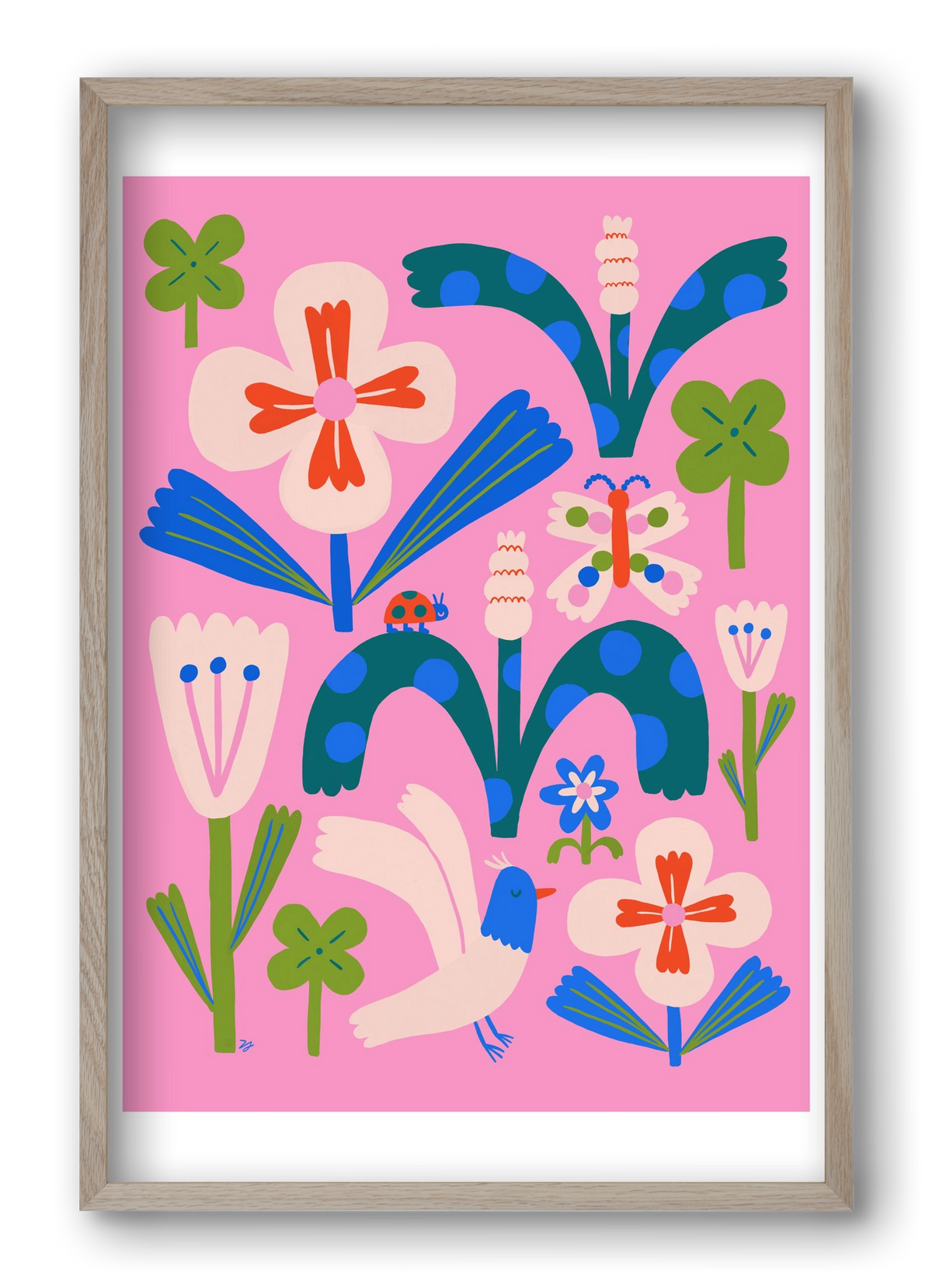 A garden and its habitants, 40x60 cm (40x60 cm), Tölgy keret