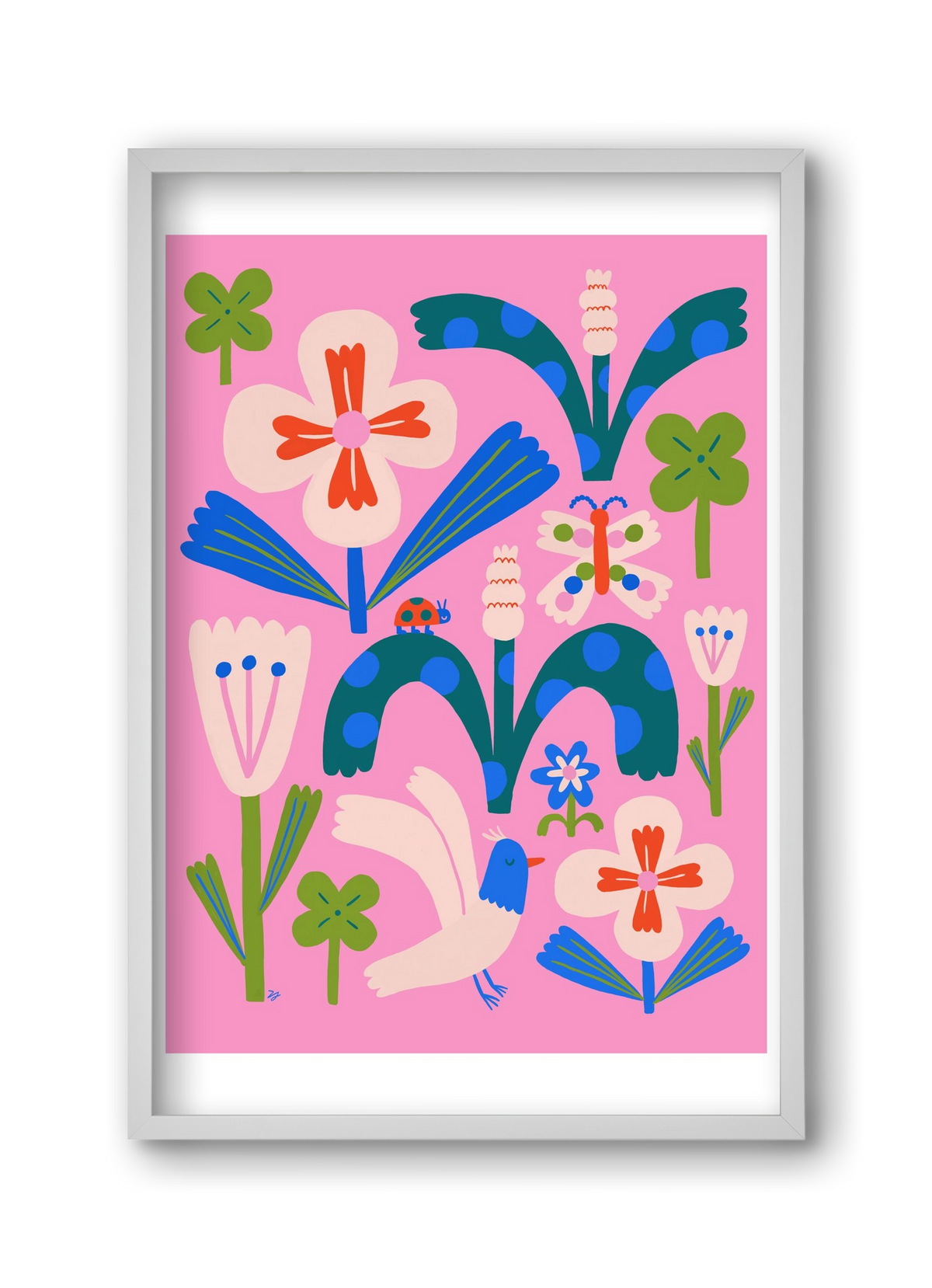 A garden and its habitants, 30x45 cm (30x45 cm), Fehér keret