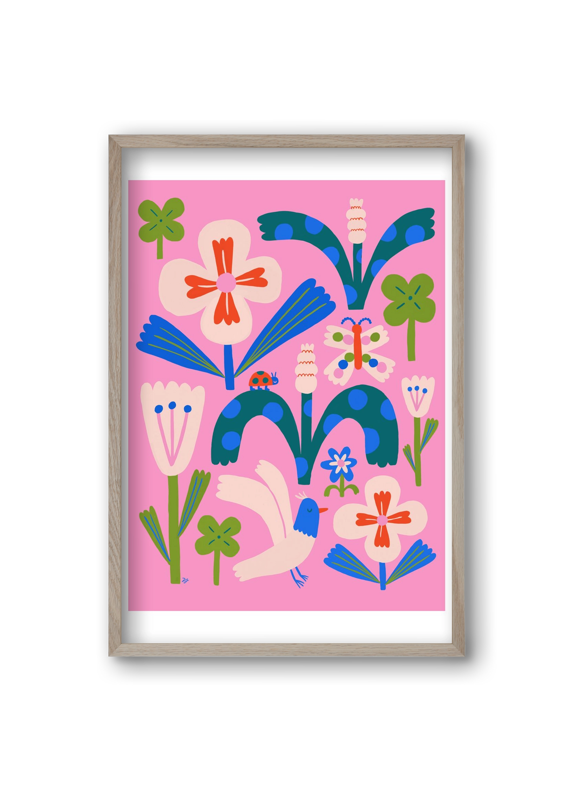 A garden and its habitants, 20x30 cm (20x30 cm), Tölgy keret